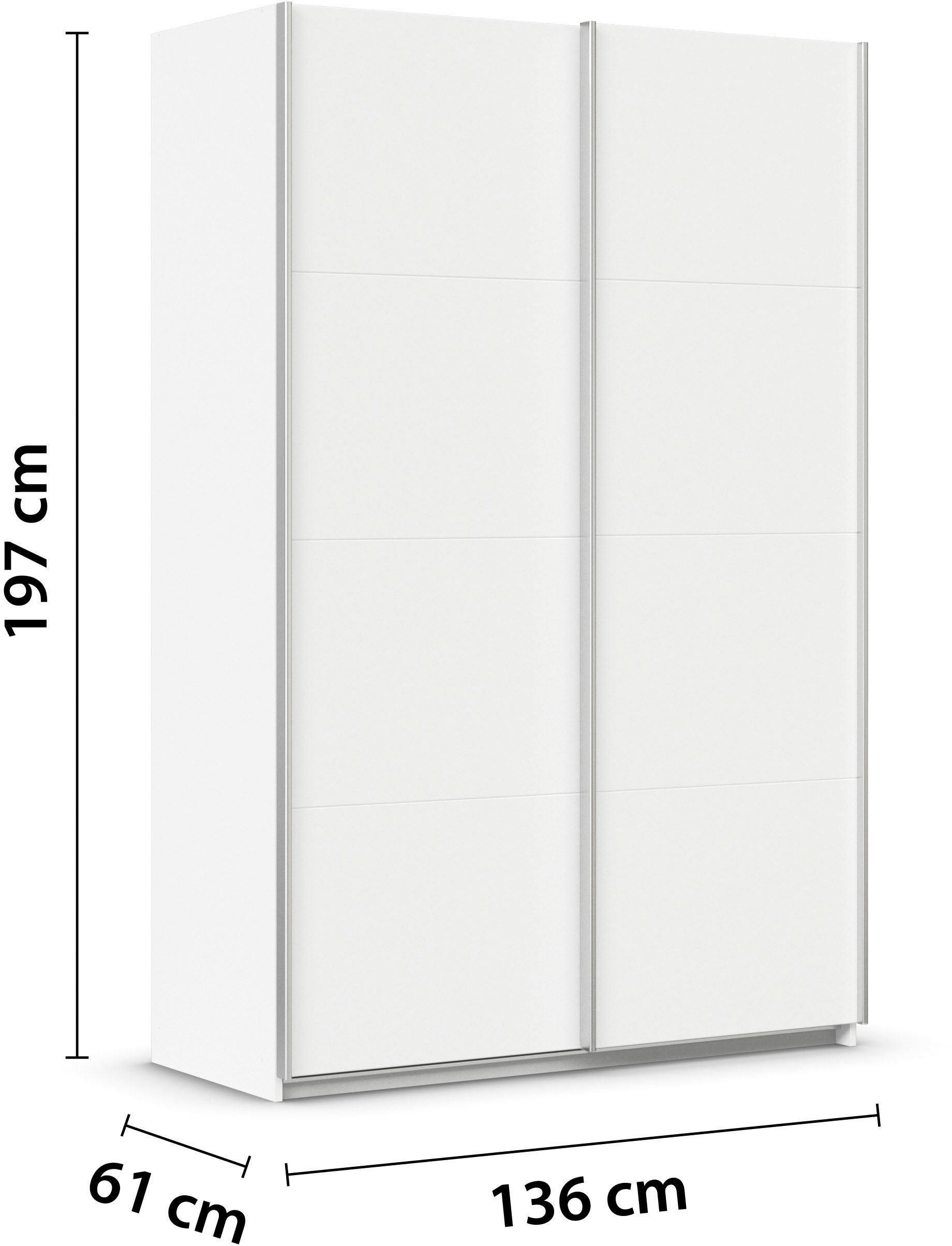 INOSIGN BY RAUCH Schwebetürenschrank »Kleiderschrank Schrank Garderobe Schlafzimmerschrank THANOS«, (in 3 verschiedenen Ausstattungen BASIC/CLASSIC/PREMIUM), Optional mit Spiegel, Metall-Griffleisten alufarben MADE IN GERMANY