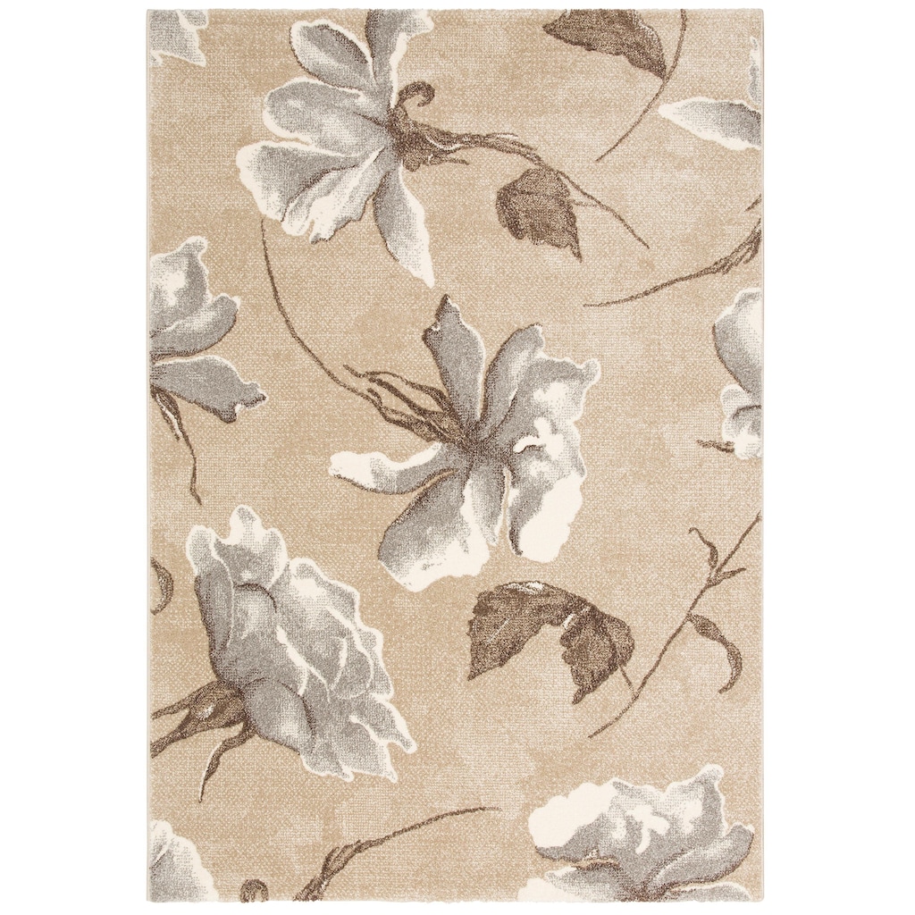 my home Teppich »Sofia«, rechteckig, Blumen Design, flacher Teppich, florales Muster, weich