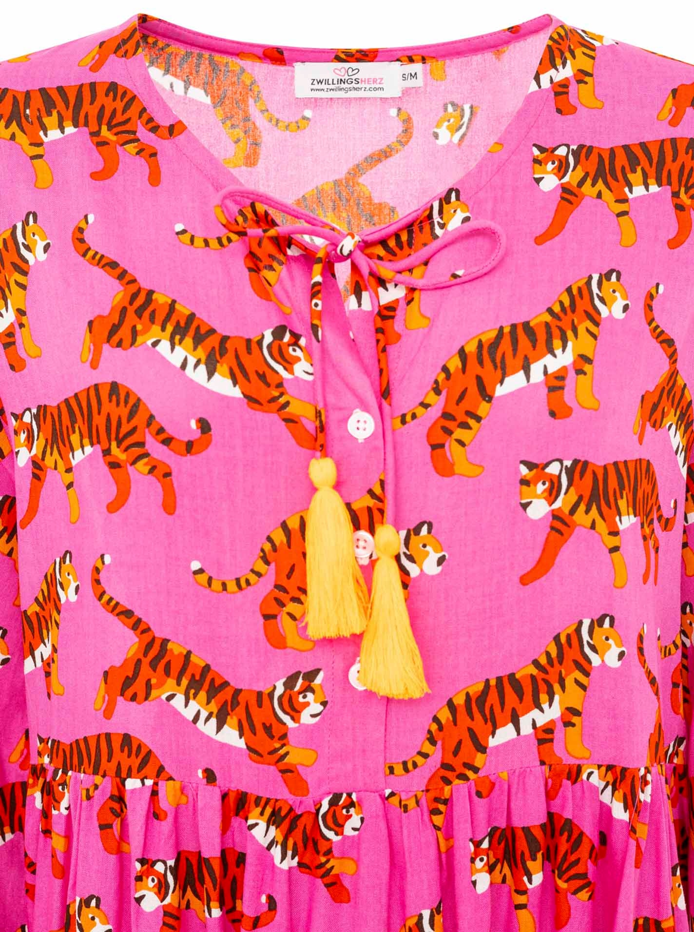 Zwillingsherz Sweatkleid »"Trendy Tiger"« Tigermotiv, mit Tassel lange Ärmel, figurumspielend
