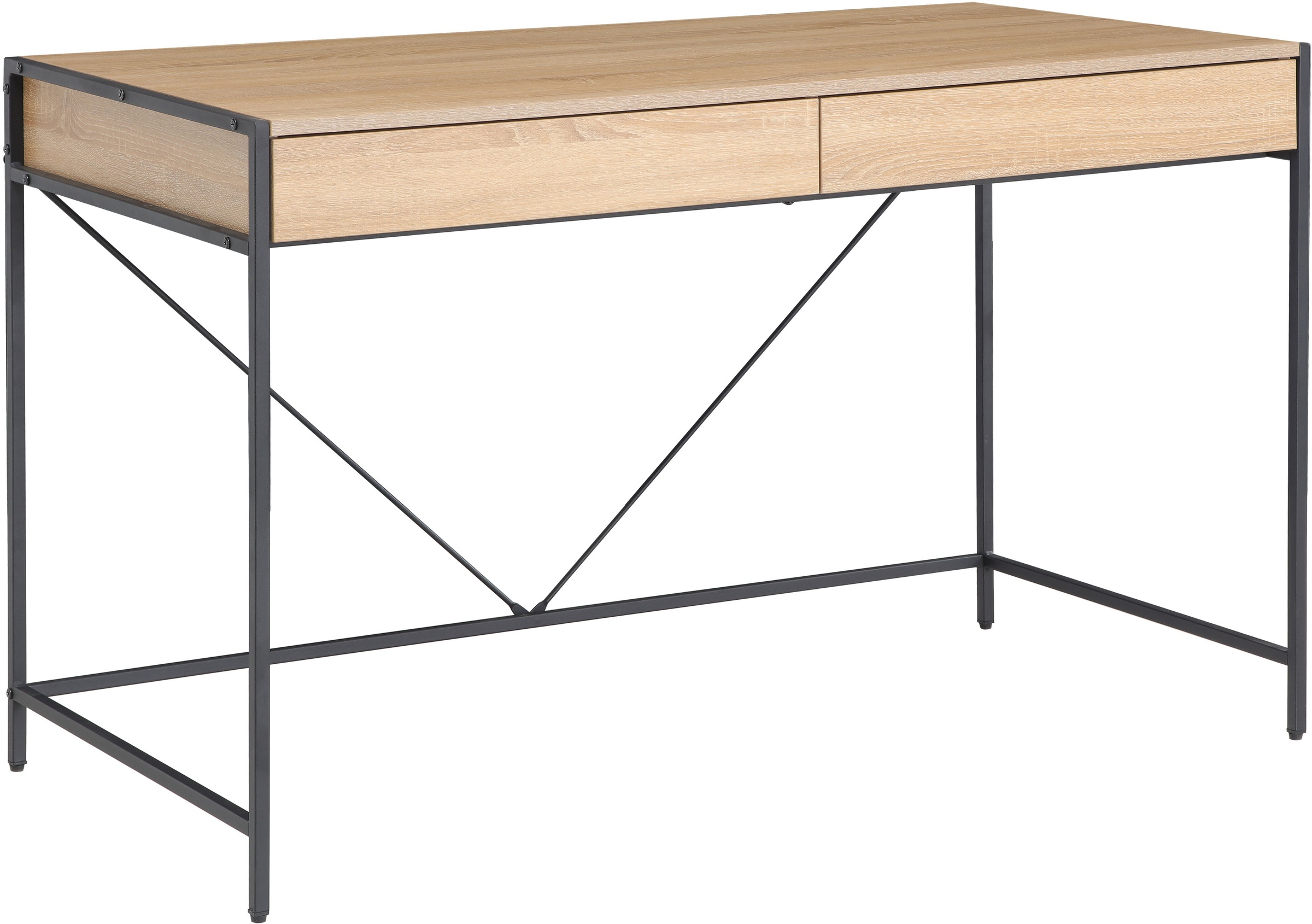 INOSIGN Schreibtisch »Endre«, stabiles Metallgestell, 2 Schubladen, grifflos, Breite 123 cm