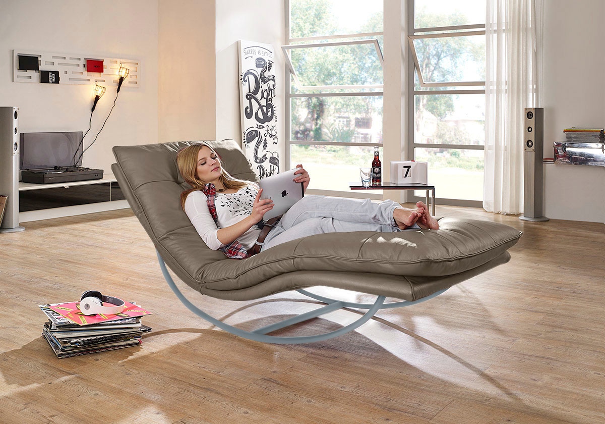 W.SCHILLIG Relaxliege »daily dreams«, in Waffelkissen-Optik, Schaukelgestell silber matt, in 2 Breiten