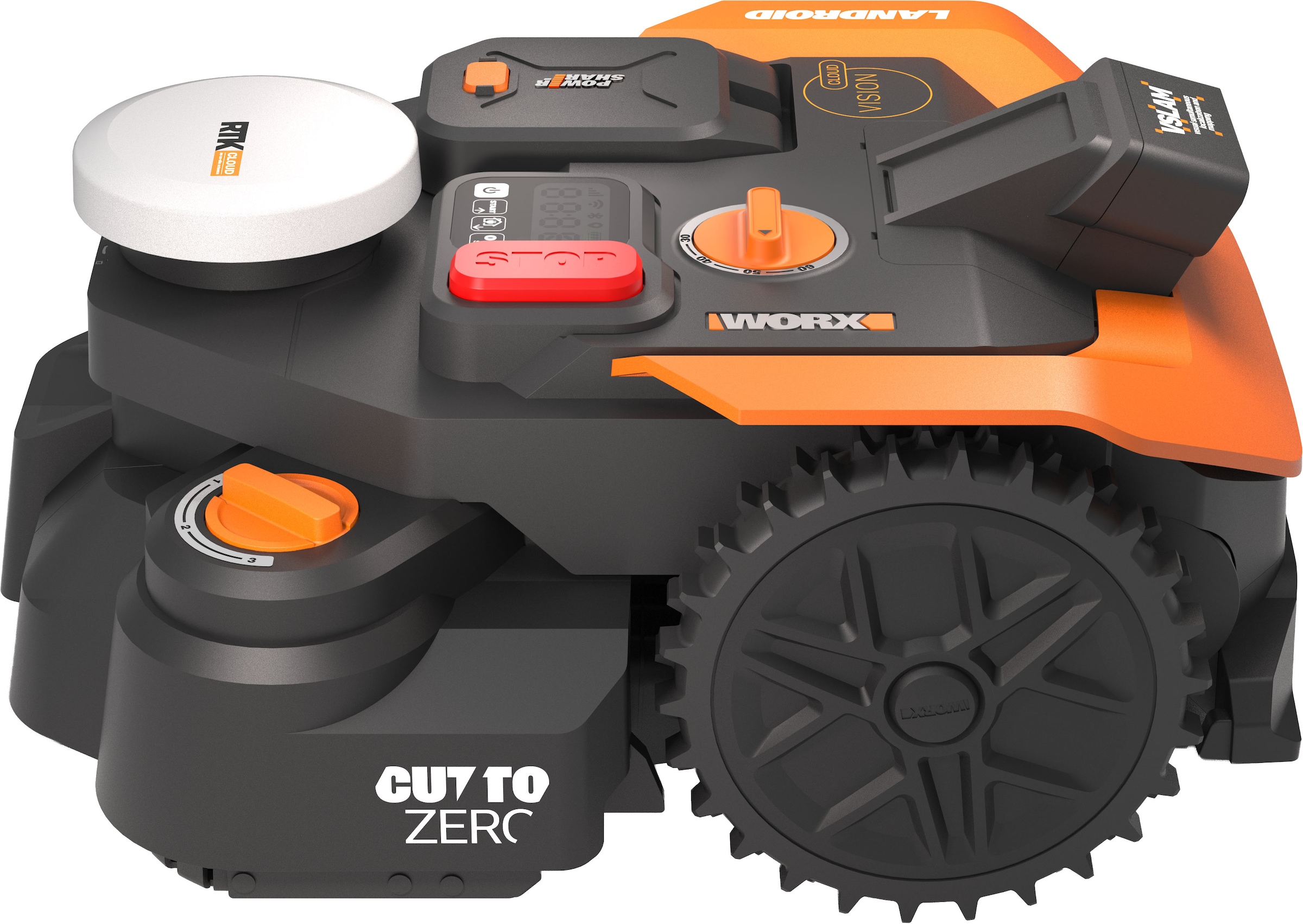 Worx Rasenmähroboter »Landroid Vision Cloud WR308E 2WD ohne Begrenzungskabel, Auto-Mapping« KI-Hinderniserkennung, VSLAM+ RTK Cloud Navigation, Cut-to-Zero,   App-Steuerung