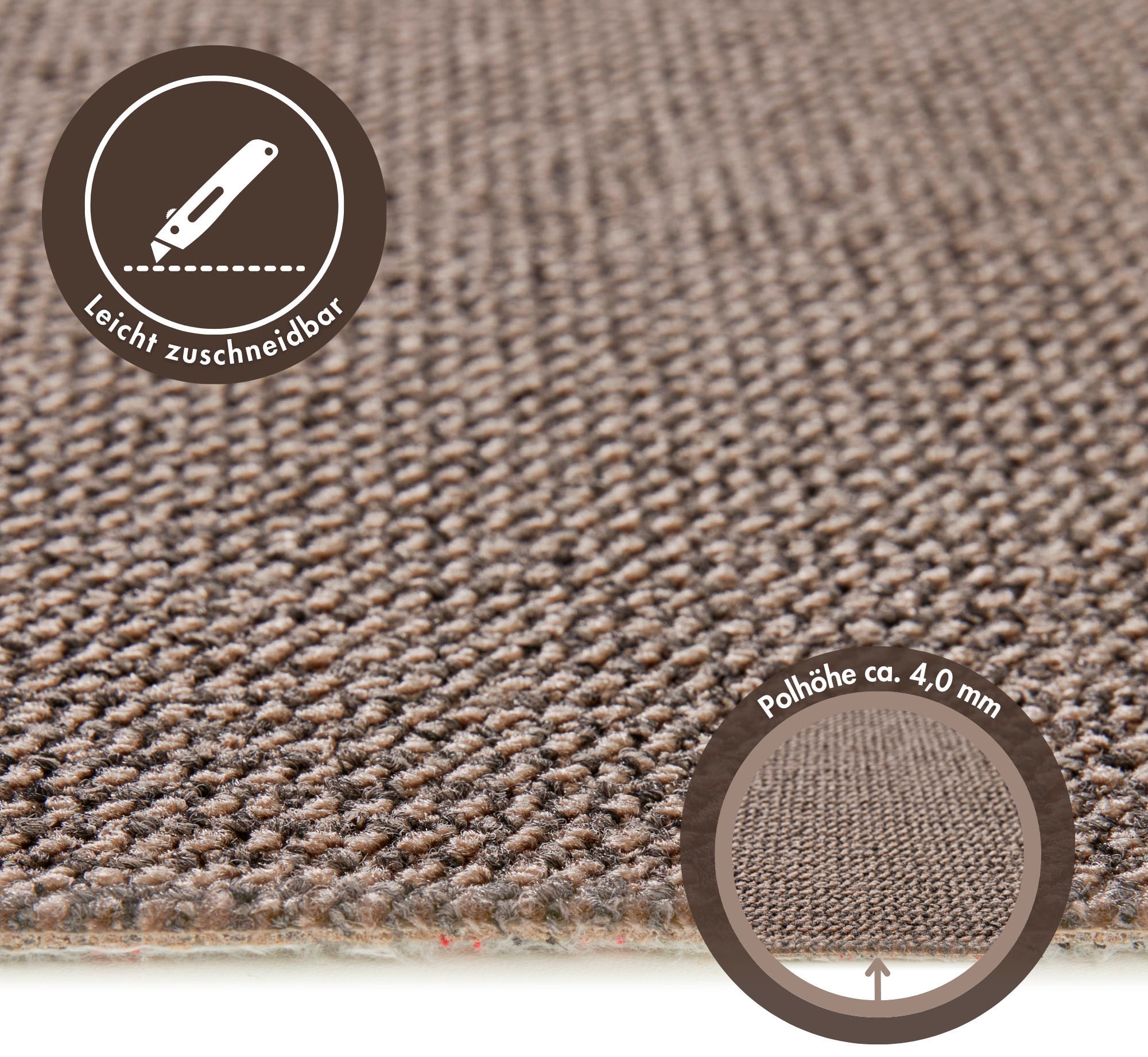 Andiamo Teppichboden »Tulsa, Schlinge, Made in Belgium«, rechteckig, 6 mm Höhe, meliert, Breite 400 cm oder 500 cm, strapazierfähig & pflegeleicht