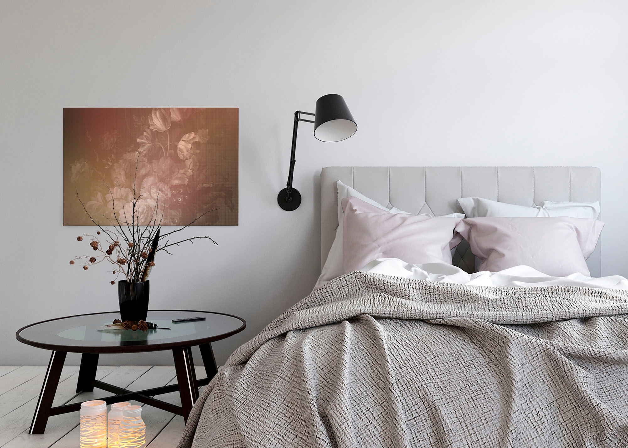 A.S. Création Leinwandbild »dutch pastel 3«, Kunst-Blumen-Kinder, (1 St.), Keilrahmen Bild Floral Rosen Rosé Leinwand-Bild Wohnzimmer modern Wand