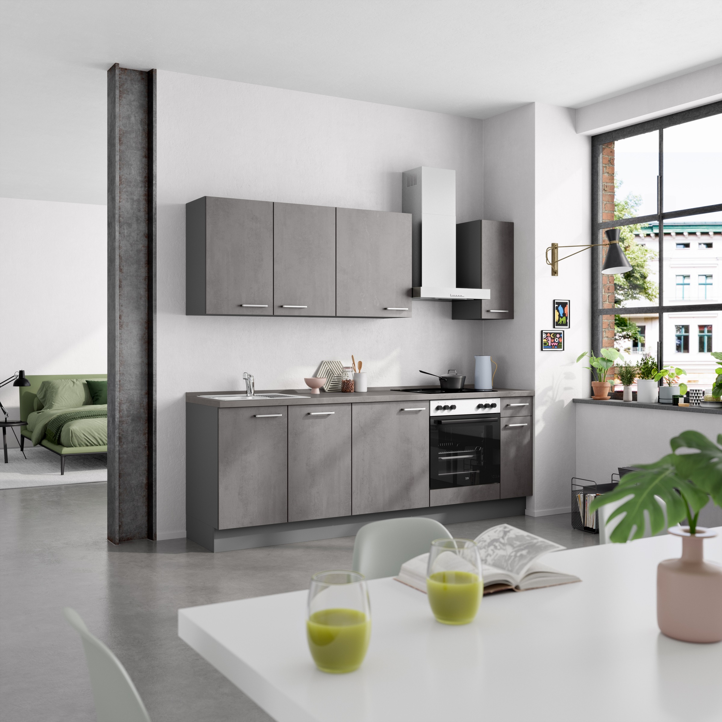 nobilia® Küchenzeile »"Riva I"«, vormontiert, Ausrichtung wählbar, Breite 240 cm, wahlw. mit E-Geräten