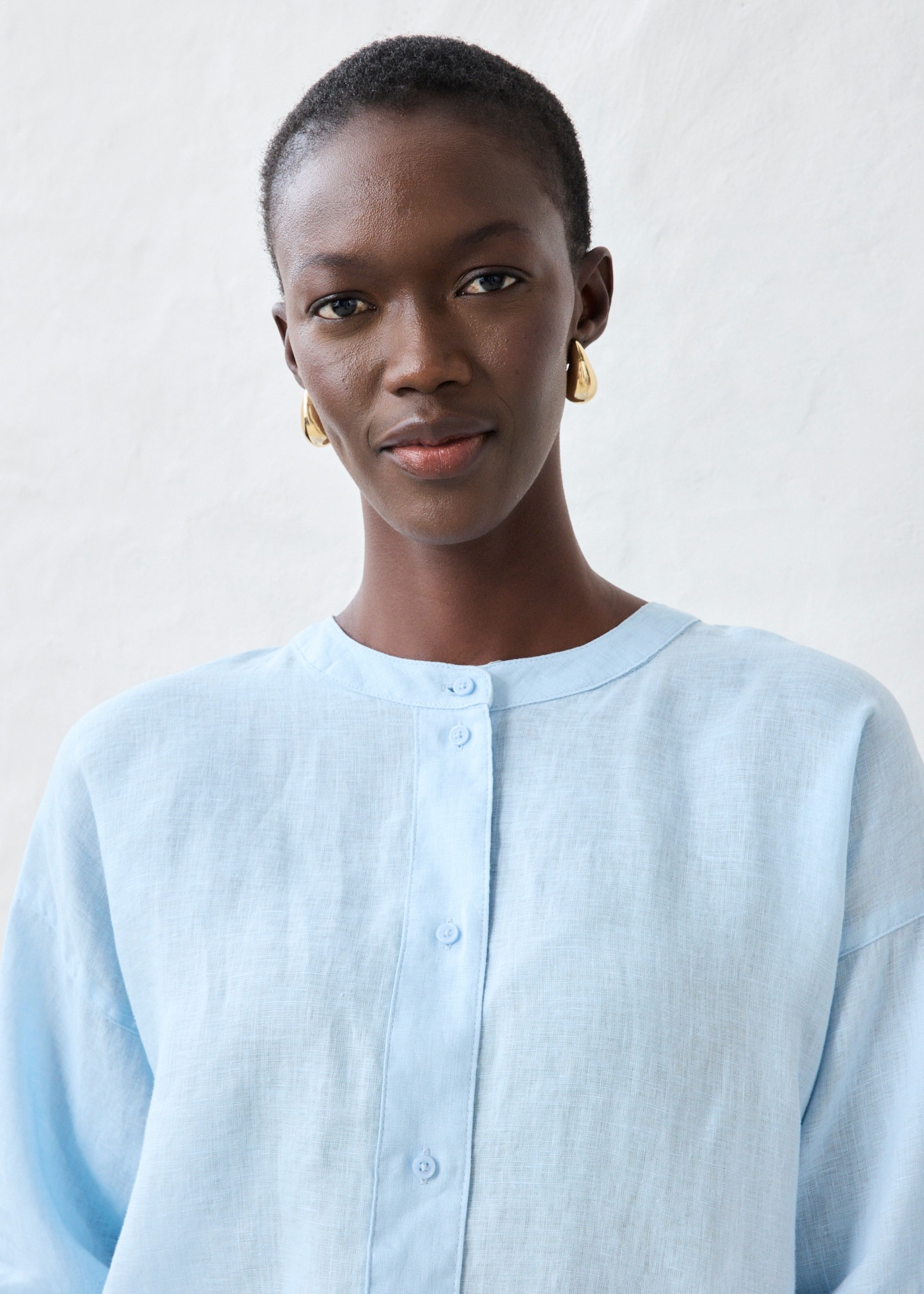 bonprix Shirtbluse Oversize-Passform, aus Leinen, strukturierte Oberfläche, 3/4-Ärmel