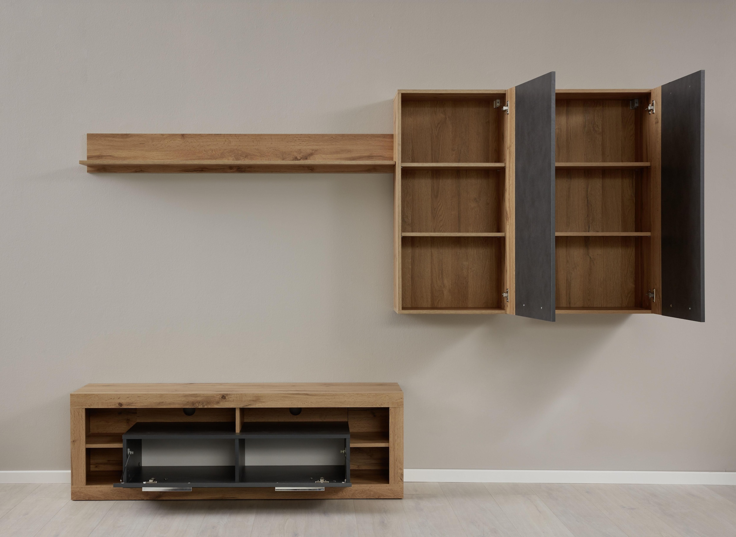INOSIGN Hängevitrine »Gwendolyn«, Hängeschrank fürs Wohnzimmer mit 3 Fächern - (B/T/H) 52/31/103 cm