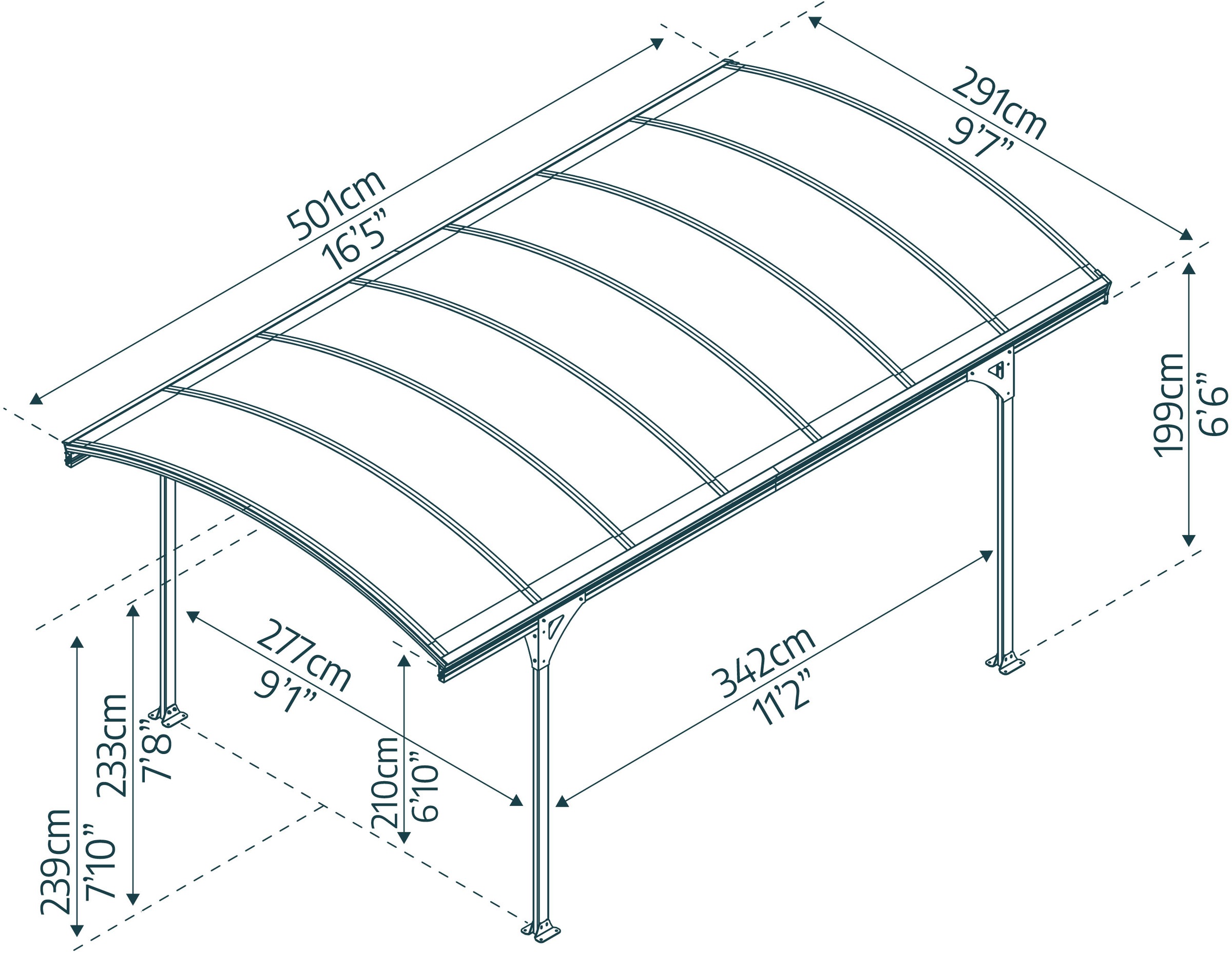 Palram - Canopia Einzelcarport »Vitoria«, Aluminium, 277 cm, Anthrazit, 100% UV-geschützt