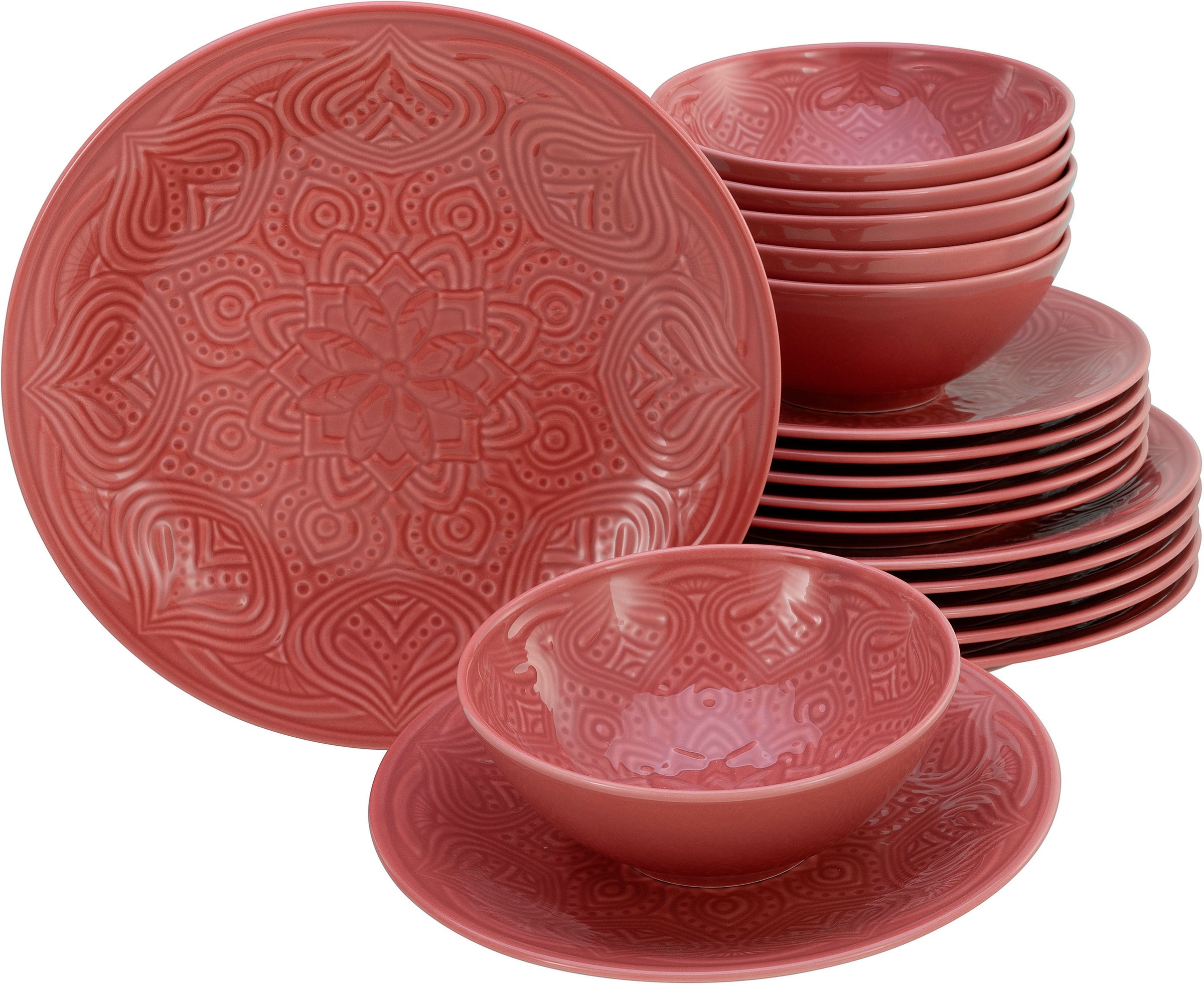 CreaTable Teller-Set »Orient Mandala« Speiseteller, Dessertteller und Schal günstig online kaufen