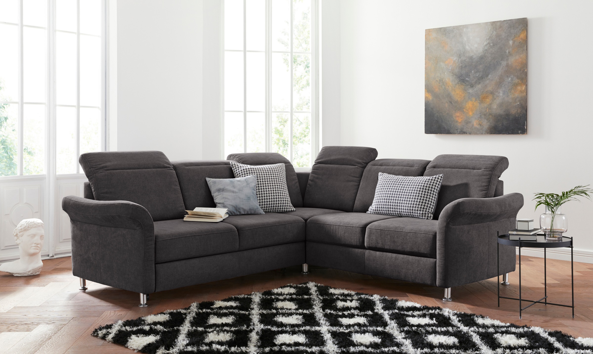 sit&more Ecksofa »Darwin L-Form« inklusive Federkern, wahlweise mit Kopftei günstig online kaufen