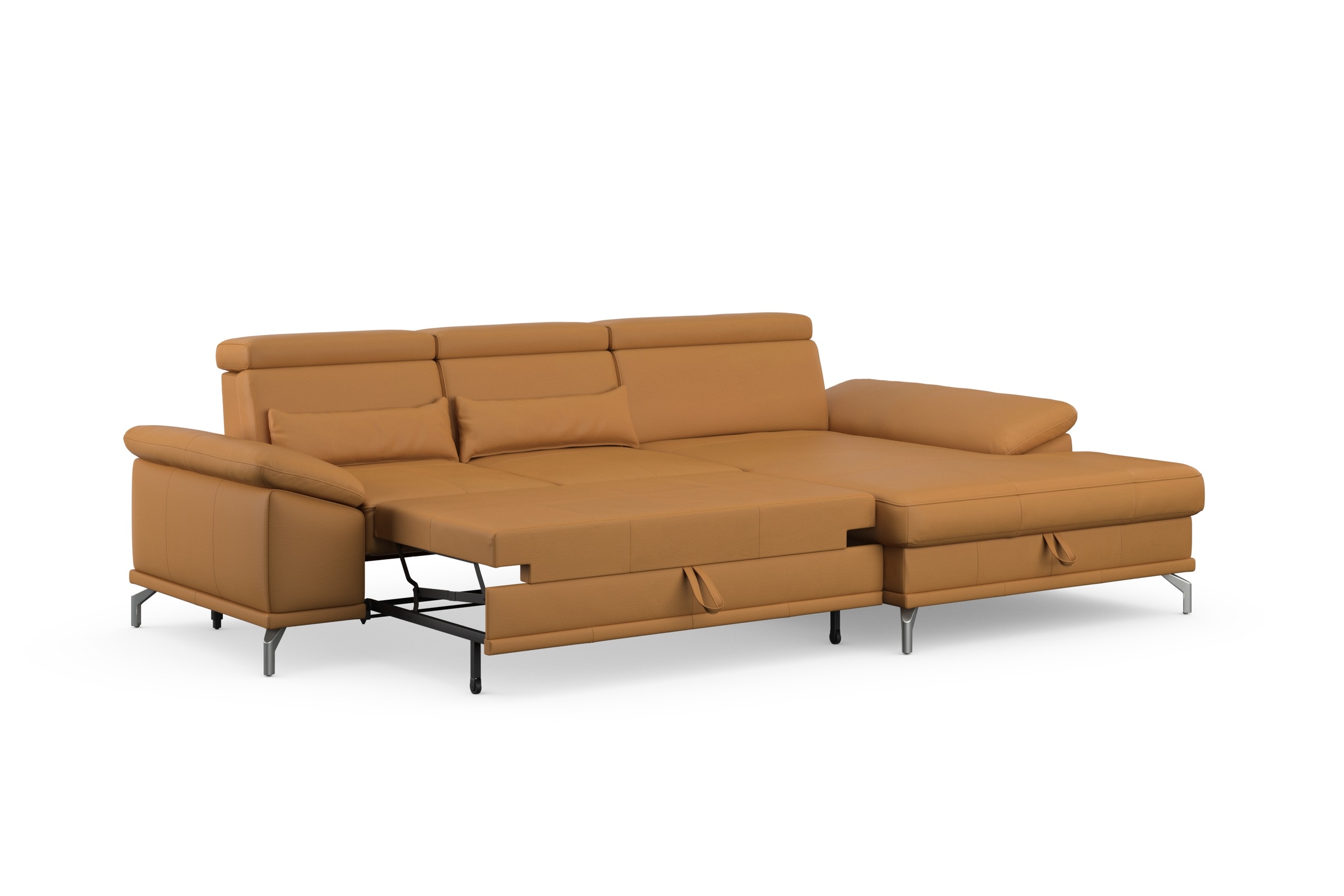 sit&more Ecksofa »Cabrio L-Form, mit Sitztiefenverstellung, Arm- und Kopfteilverstellung«, 2 Nierenkissen, Federkern, optional Bettfunktion und Stauraum