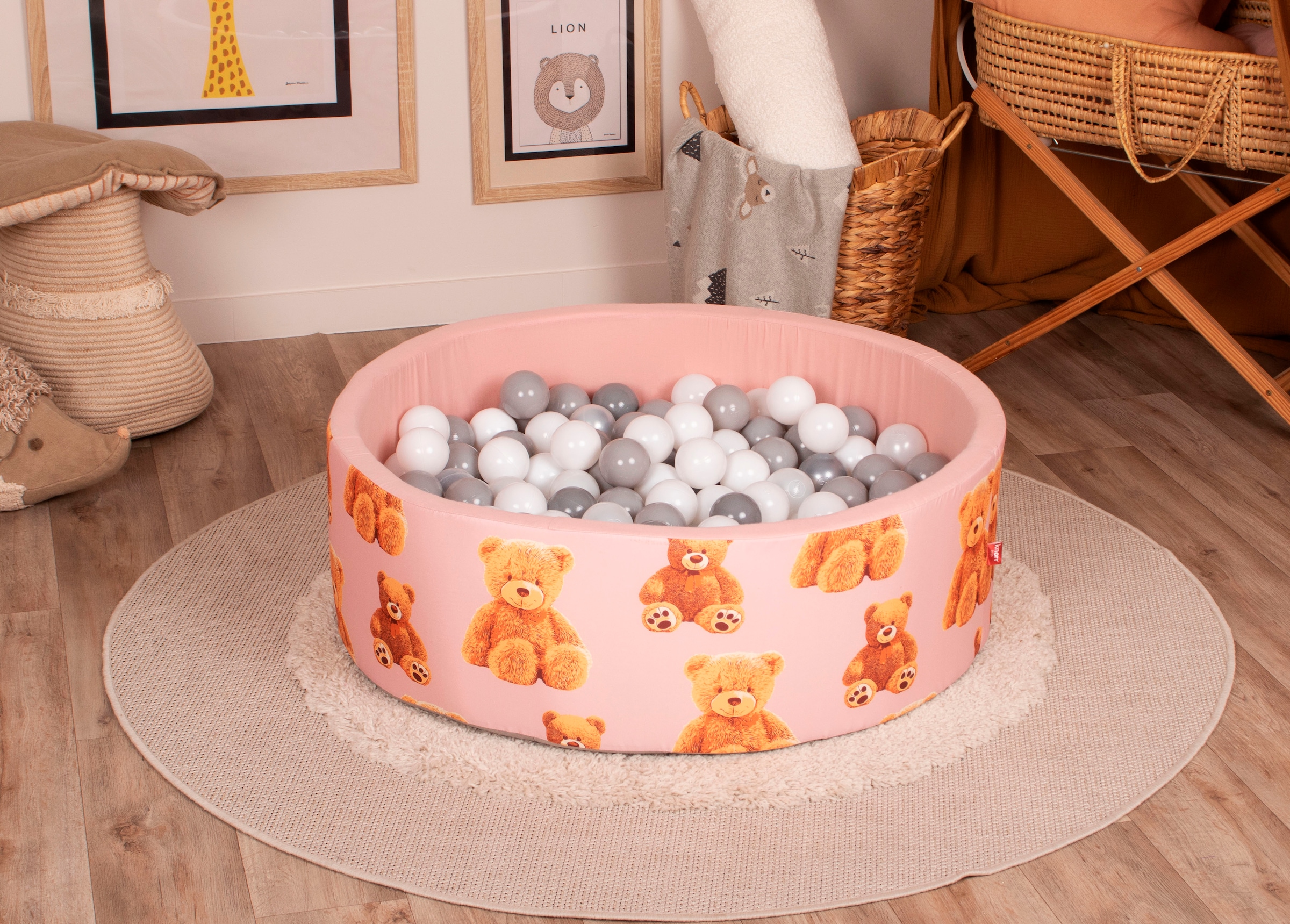 Knorrtoys® Bällebad »Soft, Teddy pink«, mit 150 Bällen grey/white/transparent; Made in Eurpe