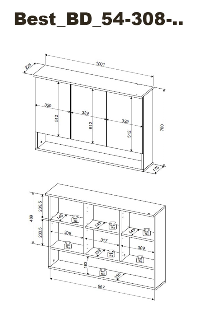 BASIC by Balculina Spiegelschrank »Best Spiegelschrank, Badezimmerschrank BxHxT 100x70x23 cm« 1 Stk. tlg. Breite 100 cm, LED-Beleuchtung, Softclose