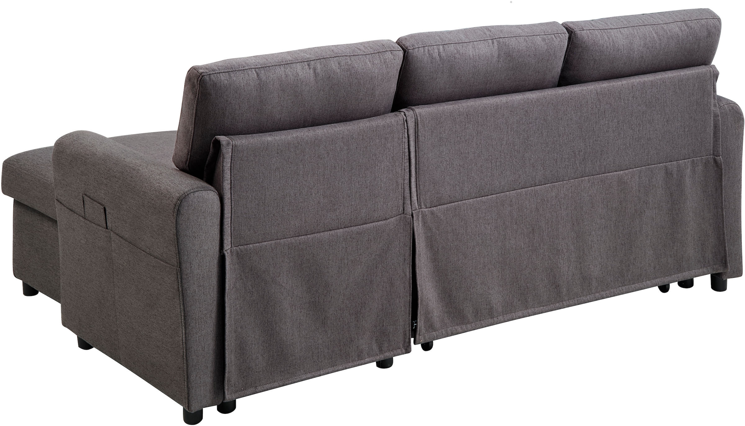 ATLANTIC home collection Ecksofa »Gustavo L-Form«, mit Schlaffunktion, Stauraum & seitlichen Taschen