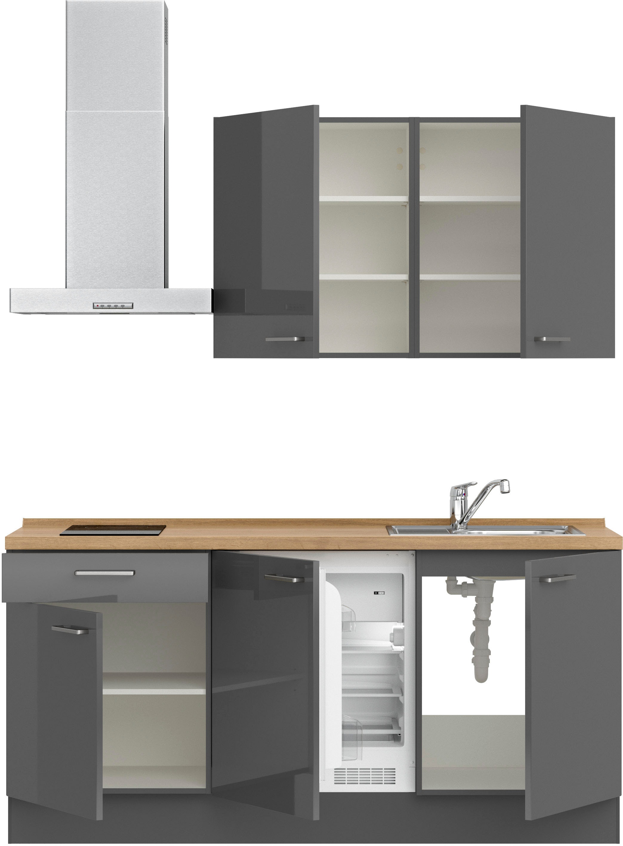 nobilia® Küchenzeile »"Flash I"« vormontiert, Ausrichtung wählbar, Breite 180 cm, wahlw. mit E-Geräten