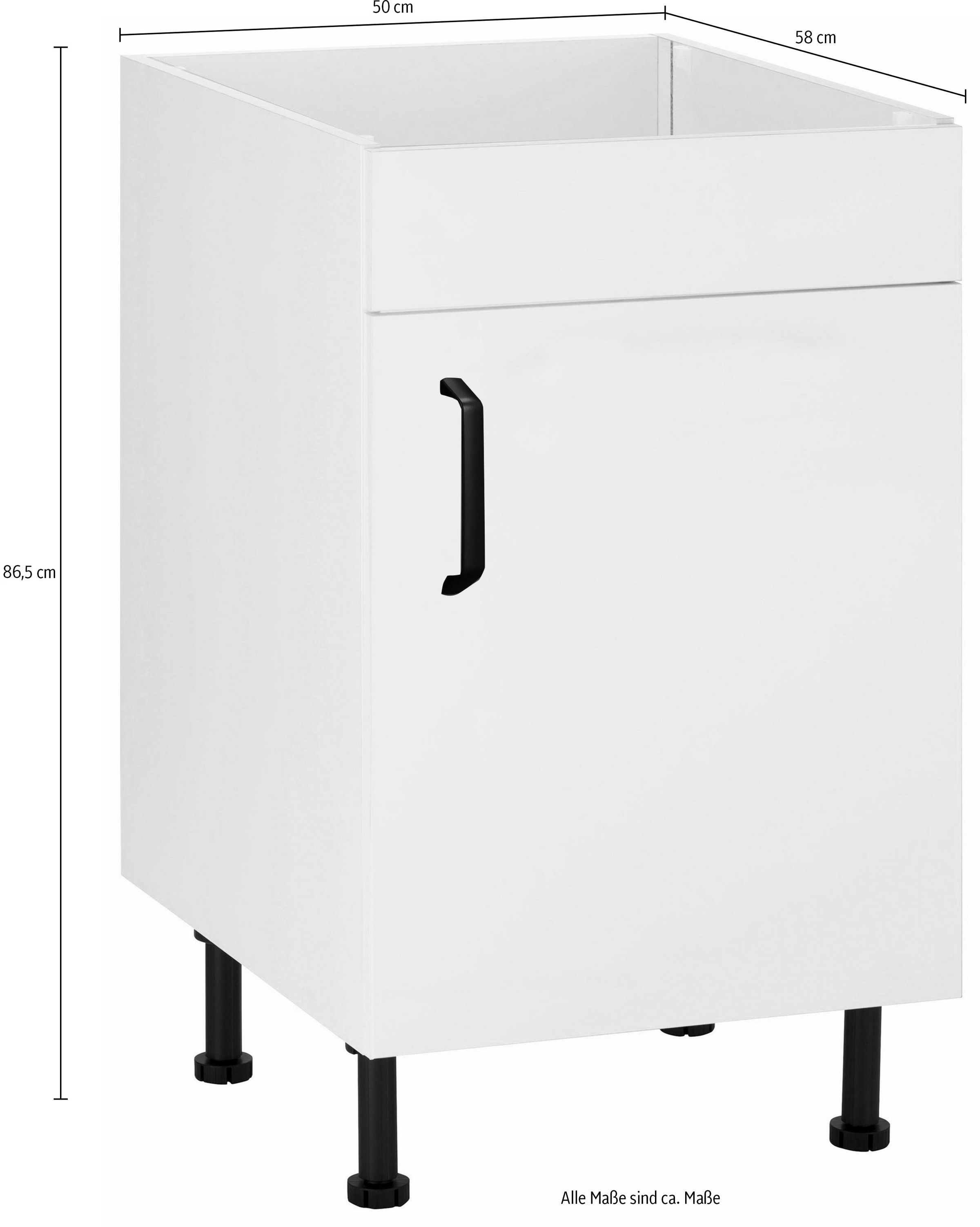 wiho Küchen Spülenschrank »Simi«, 50 cm breit, mit verstellbaren Füßen, ohne Arbeitsplatte