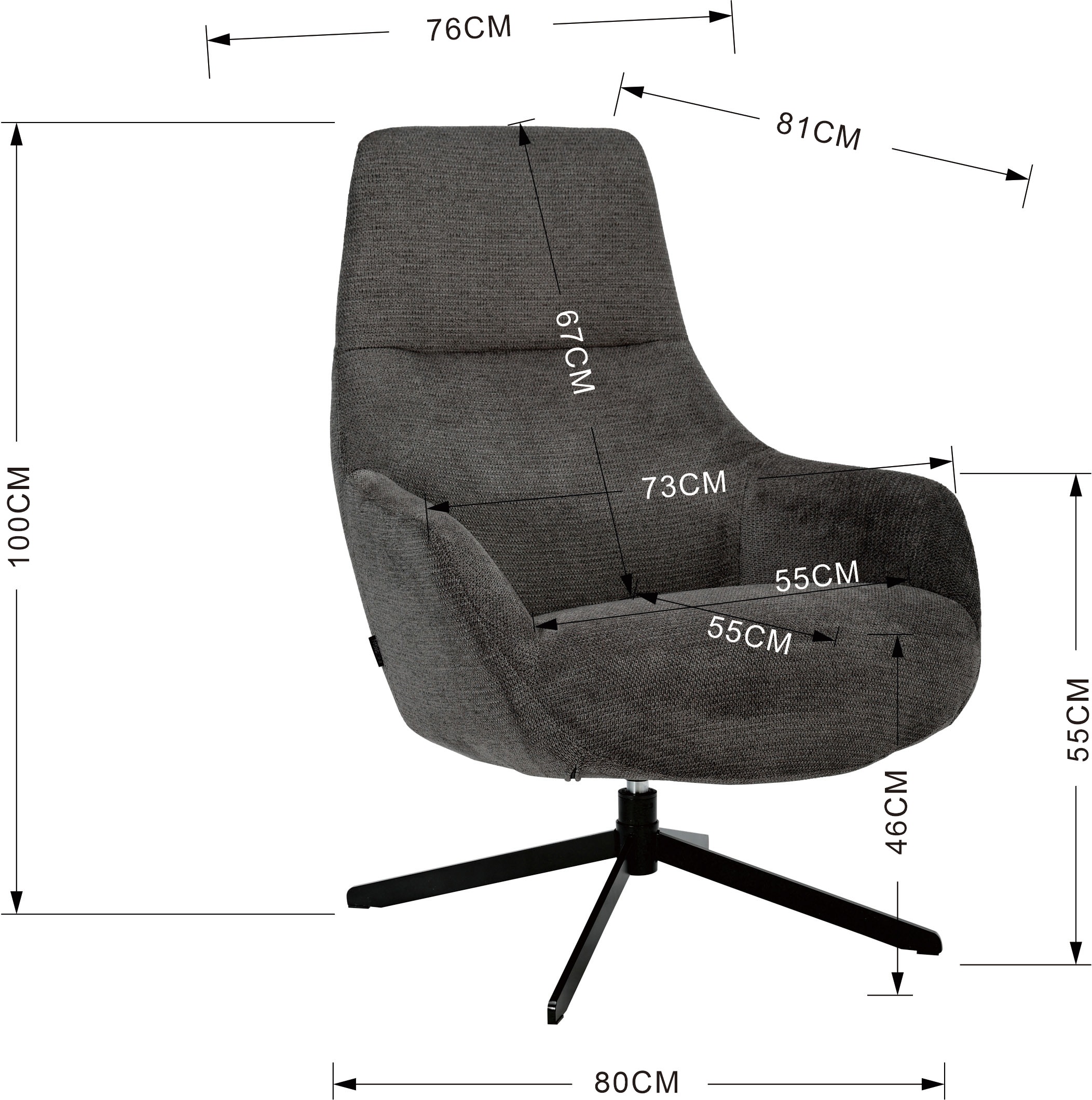 INOSIGN Drehsessel »CLARINDA moderner Ohrensessel drehbar, TV-Sessel, Relaxsessel«, 360-Grad drehbar, robustes Metallgestell