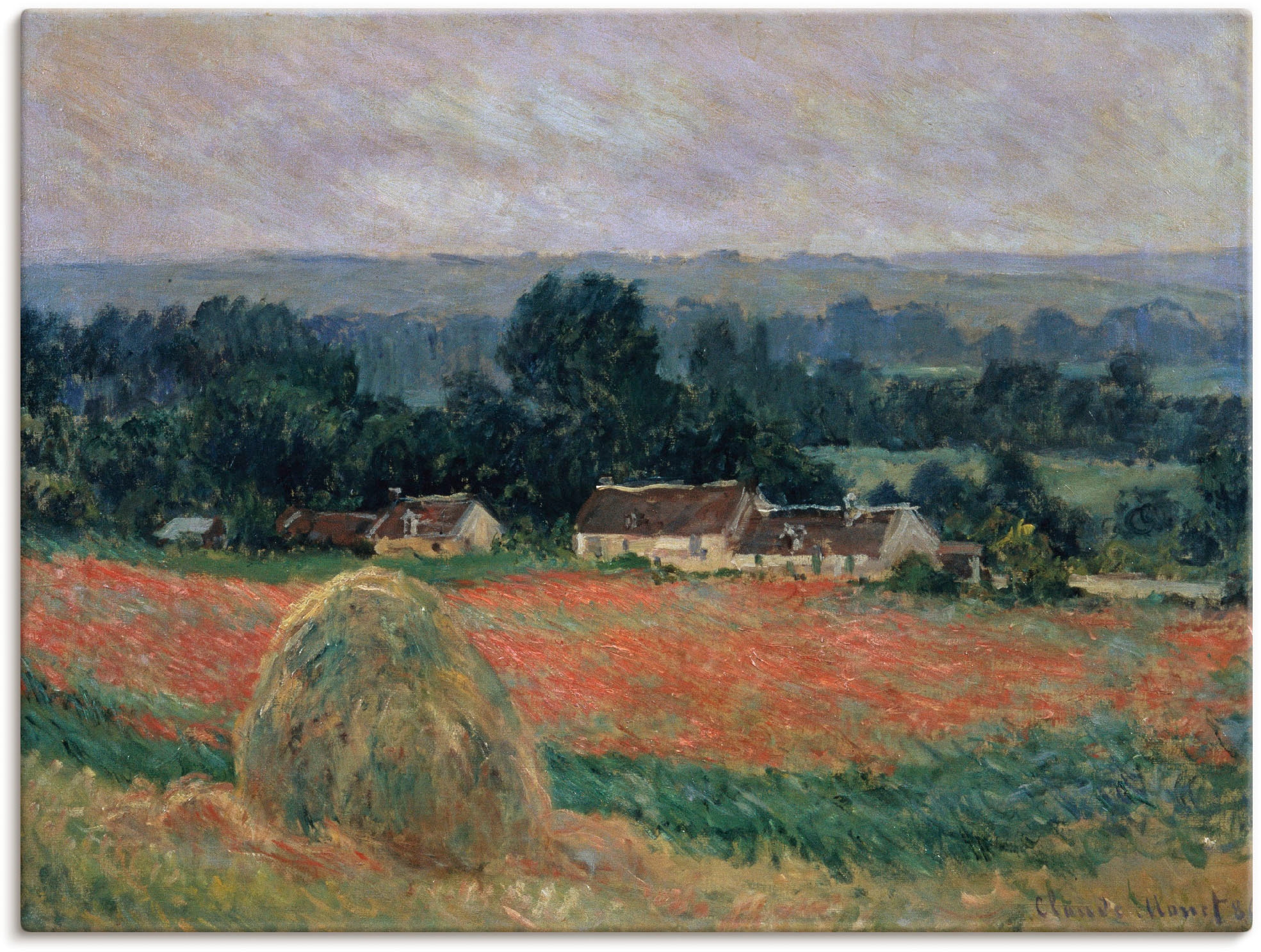 Artland Leinwandbild »Heuhaufen in Sommerlandschaft«, Wiesen & Bäume, (1 St günstig online kaufen