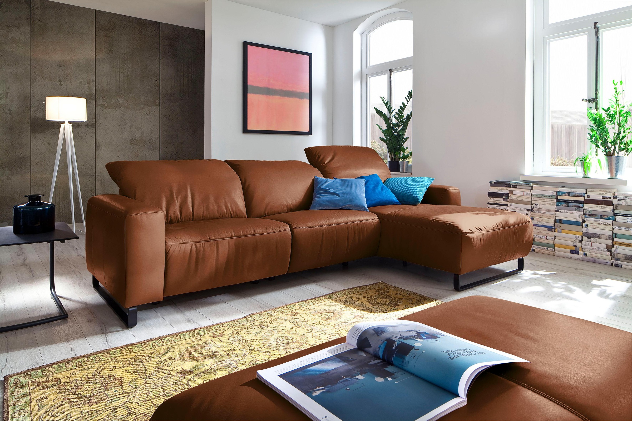 Home affaire Ecksofa Juist L-Form, mit Kopfteilverstellung und schwarzen Me günstig online kaufen