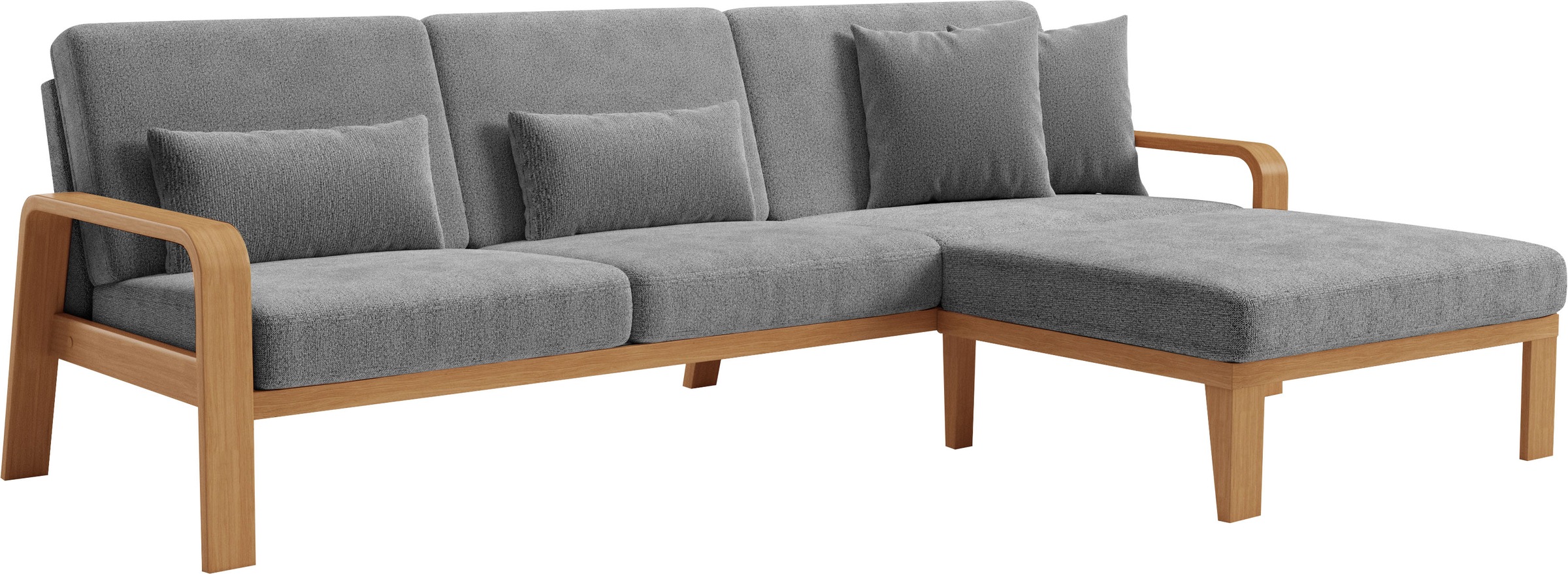 sit&more Ecksofa »Kolding L-Form«, Armlehnen aus eichefarbigem Buchenholz, verschiedene Bezüge und Farben