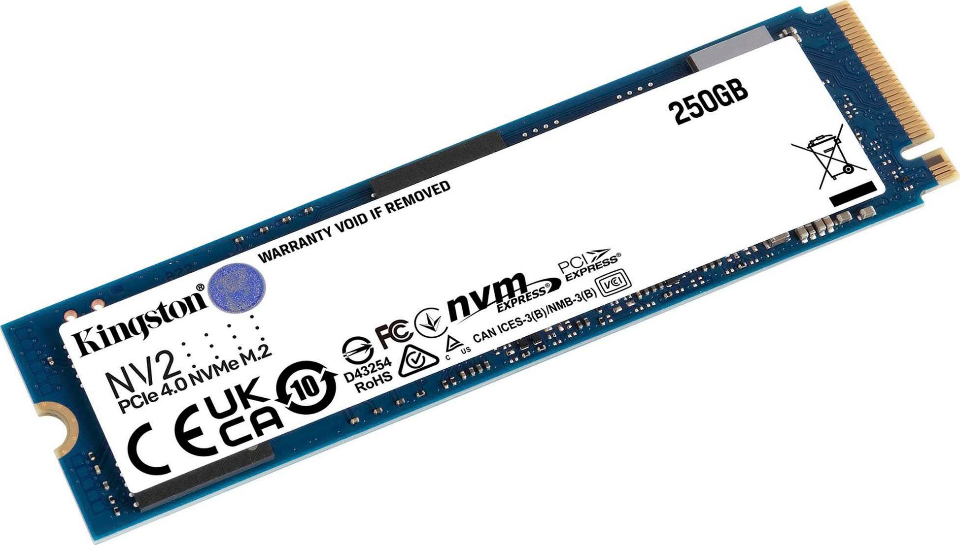 Kingston SSD-Festplatte »NV2 M.2 2280 PCIe 4.0 NVMe SSD 250G«, Anschluss PCIe Gen 4.0 x4