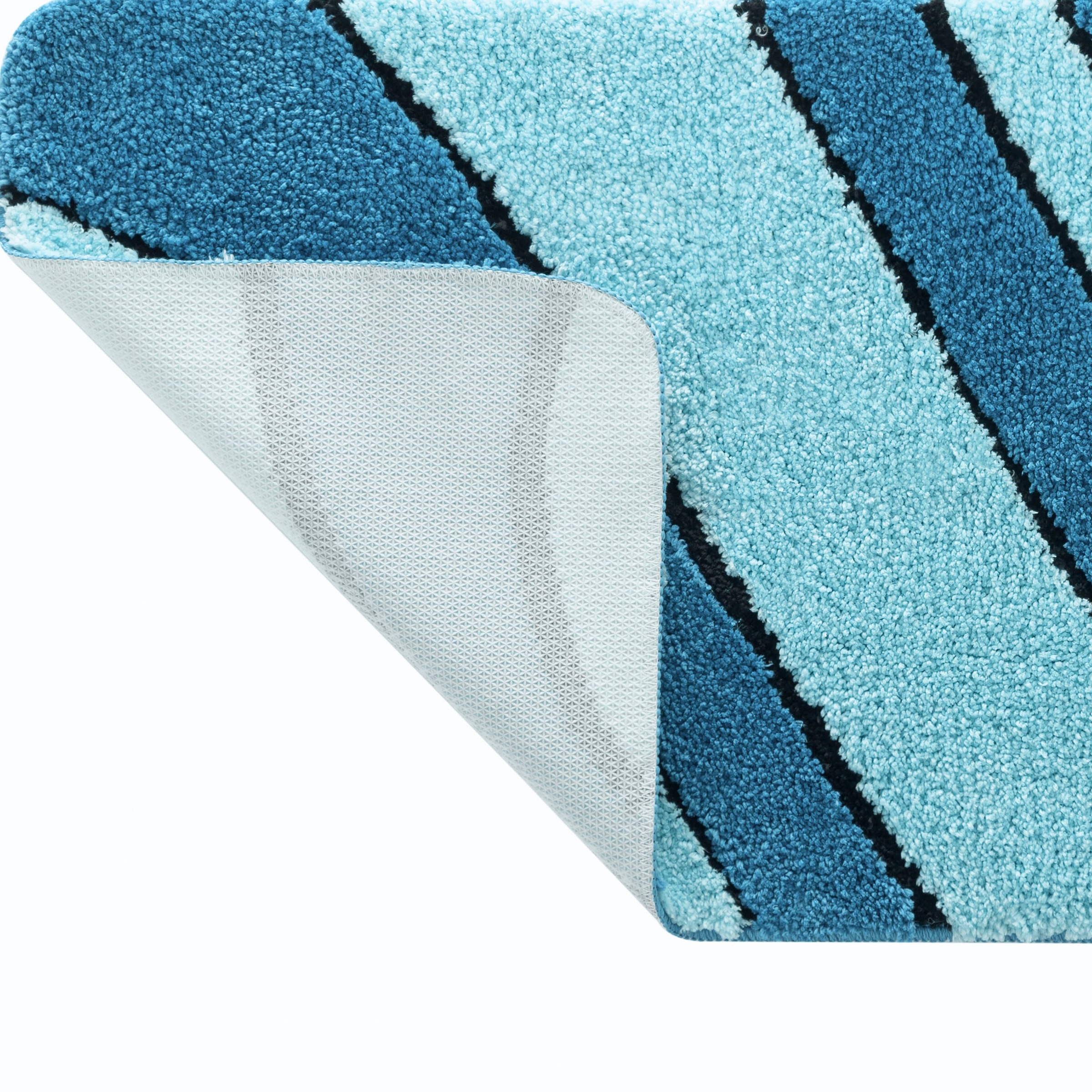 my home Badematte »Anna, Badvorleger, Badezimmer Teppich«, rutschhemmend beschichtet, fußbodenheizungsgeeignet-schnell trocknend, Badteppich, Hoch Tief Effekt, Modern, Weich, Wellen