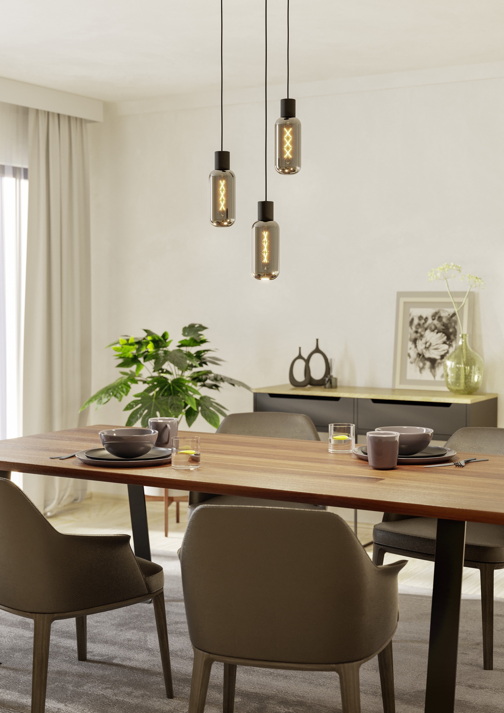 EGLO Hängeleuchte »MAIONE Pendellampe - Stahl - E27 - 3X4W - IP20« E27 1 St günstig online kaufen