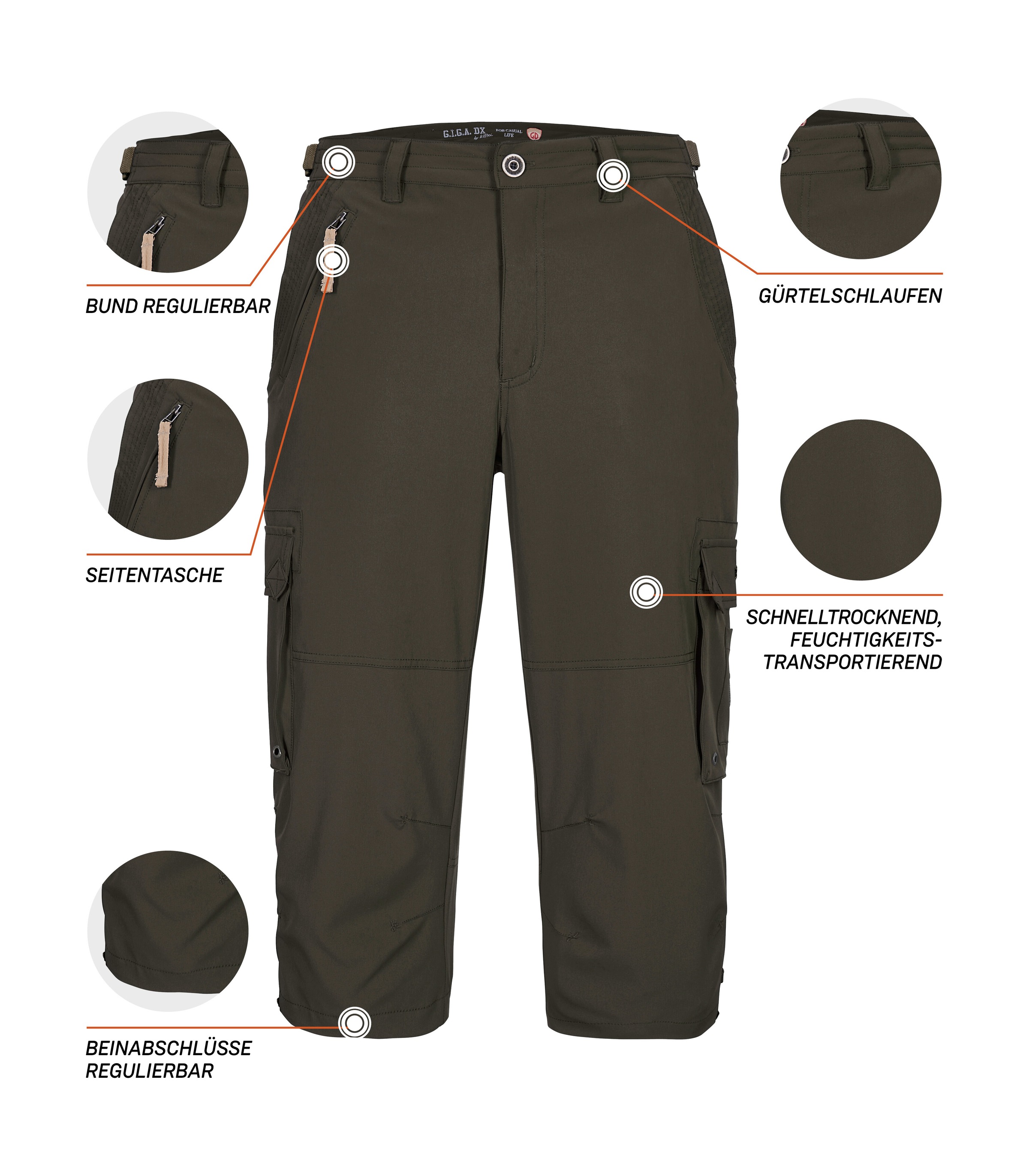 G.I.G.A. DX by killtec 3/4-Hose »GS 35 MN PNTS«  Leichte, schnelltrocknende 3/4 Hose mit verstellbarem Bund und Taschen