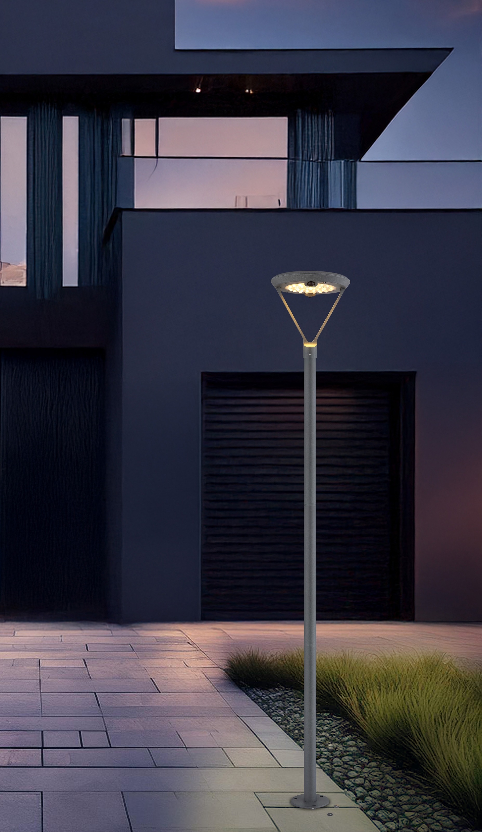 GLOBO LIGHTING LED Solarleuchte »SOLARLEUCHTE ALUMINIUM DRUCKGUSS GRAU, 1XLED« LED-Modul 1 Stk. Warmweiß Solar Garten Terrasse Außenbeleuchtung Dekoleuchten