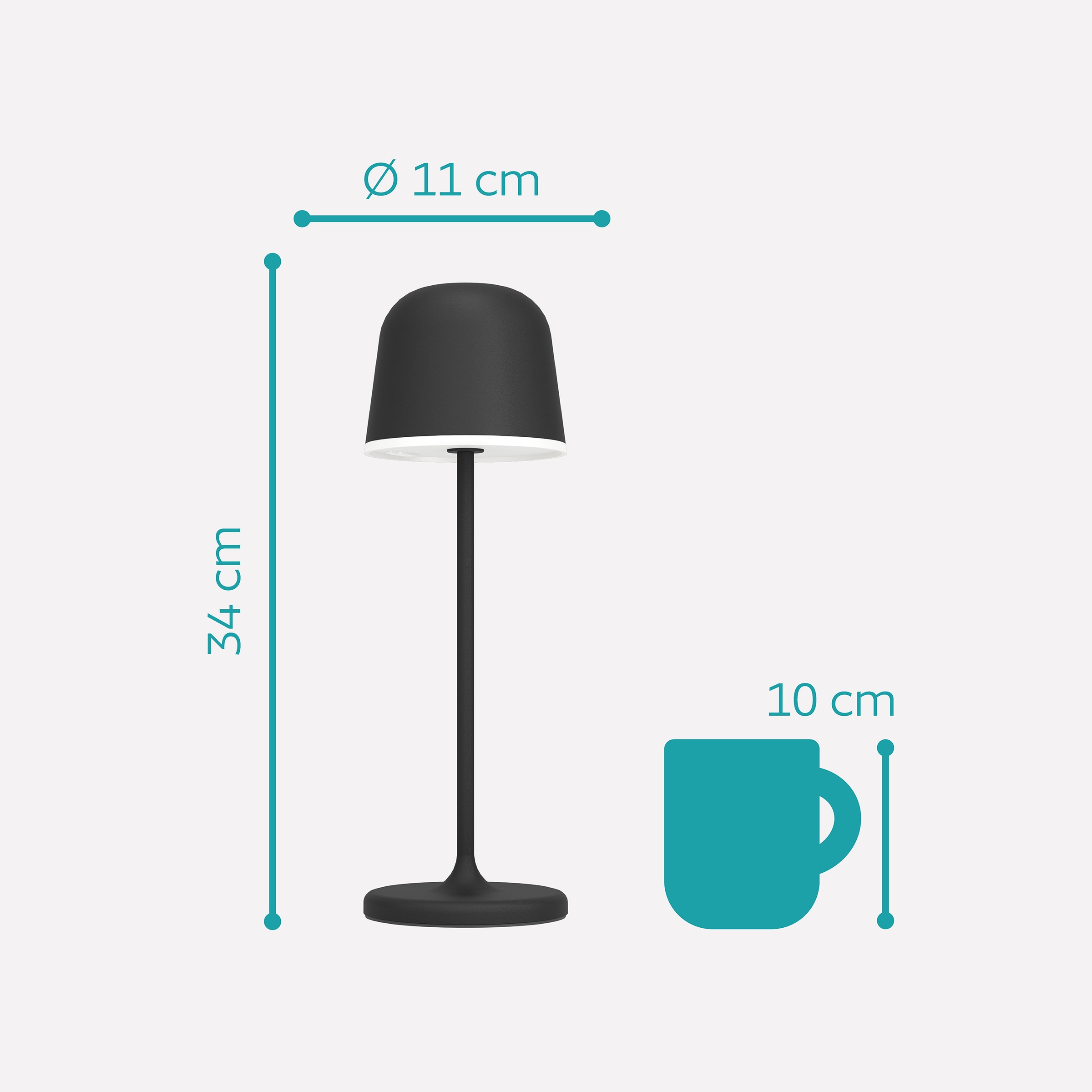 EGLO Tischleuchte »MANNERA« LED-Modul 1 Stk. Warmweiß Nachttischlampe Touch dimmbar, kabellos, Tischleuchte, USB-Port, IP54
