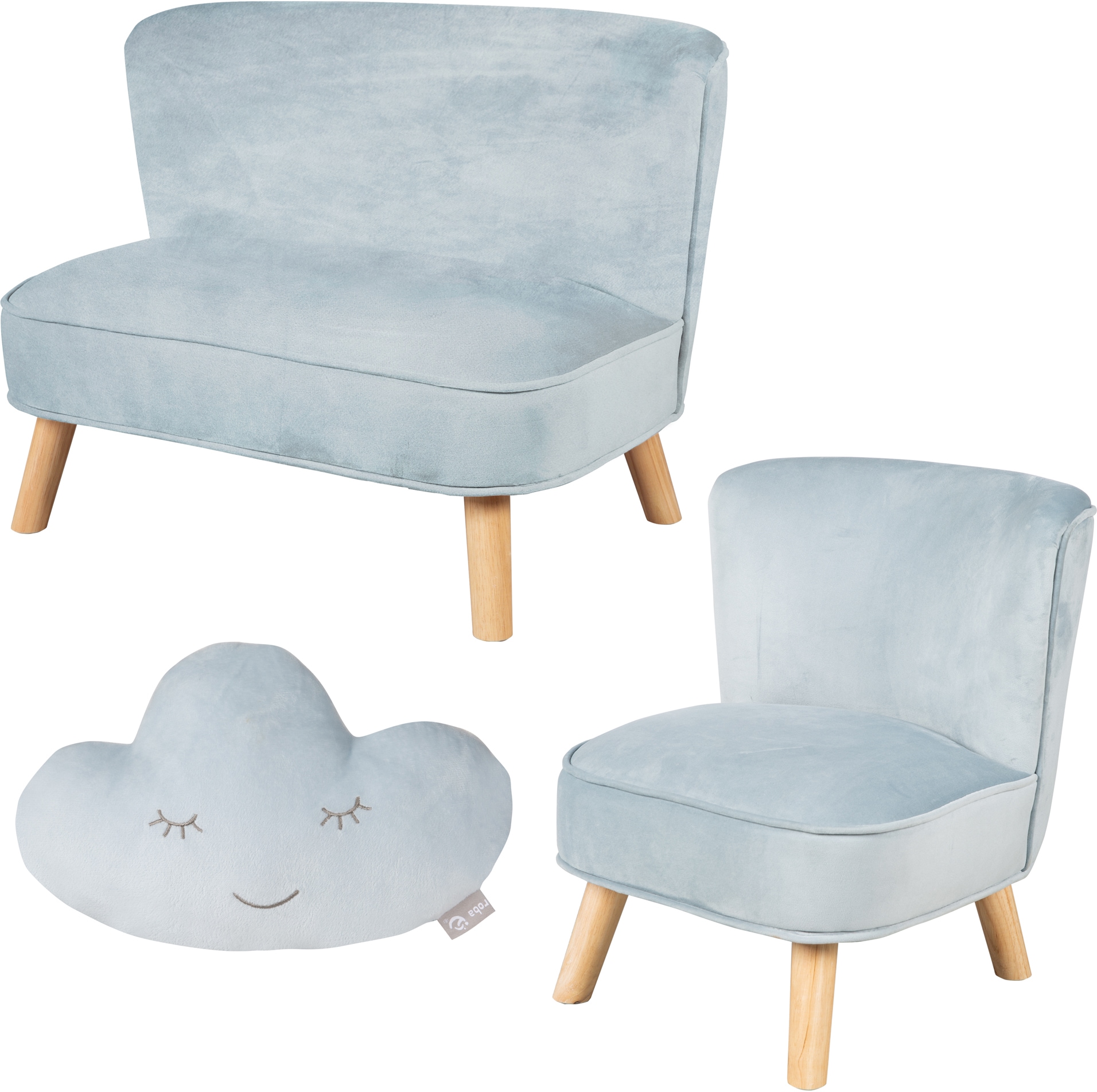 roba® Kindersitzgruppe »Lil Sofa«, (Set, 3 tlg.), bestehend aus Kindersofa, Kindersessel und Dekokissen in Wolkenform