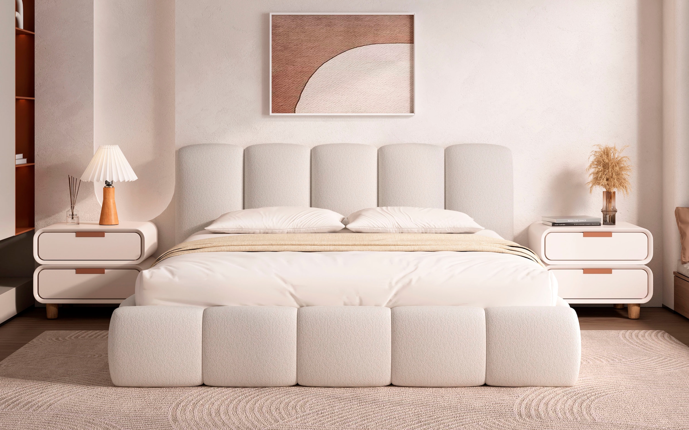 Home affaire Polsterbett »MERLINDA in der Breite 180cm, inkl. Lattenrost und Bettkasten« gepolstertes Kopfteil und Rahmen, Bezug im Chenillecharakter