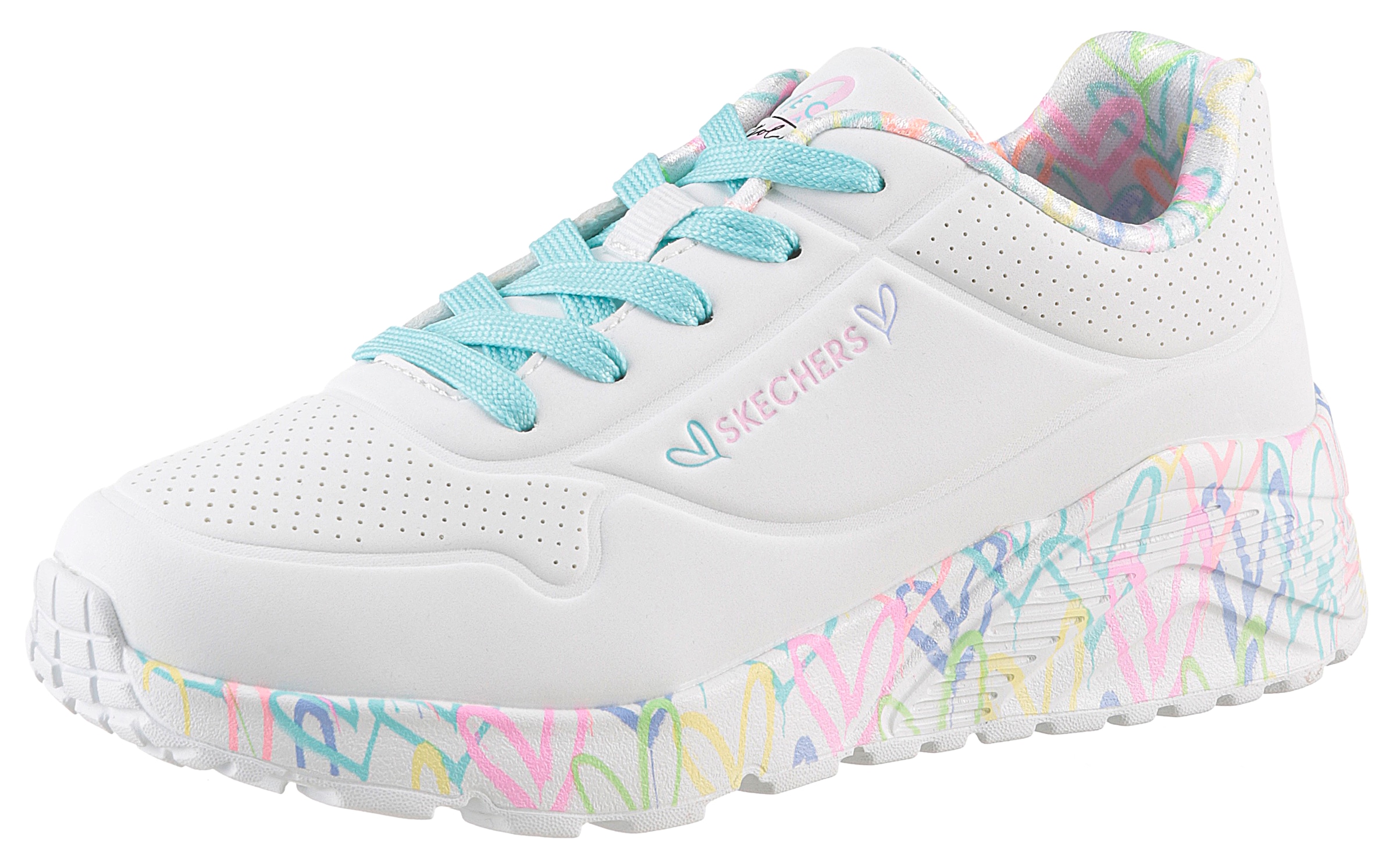 Skechers Sneaker »UNO LITE-LOVELY LUV«, Schnürschuh mit bedruckter Sohle, Größenschablone zum Download