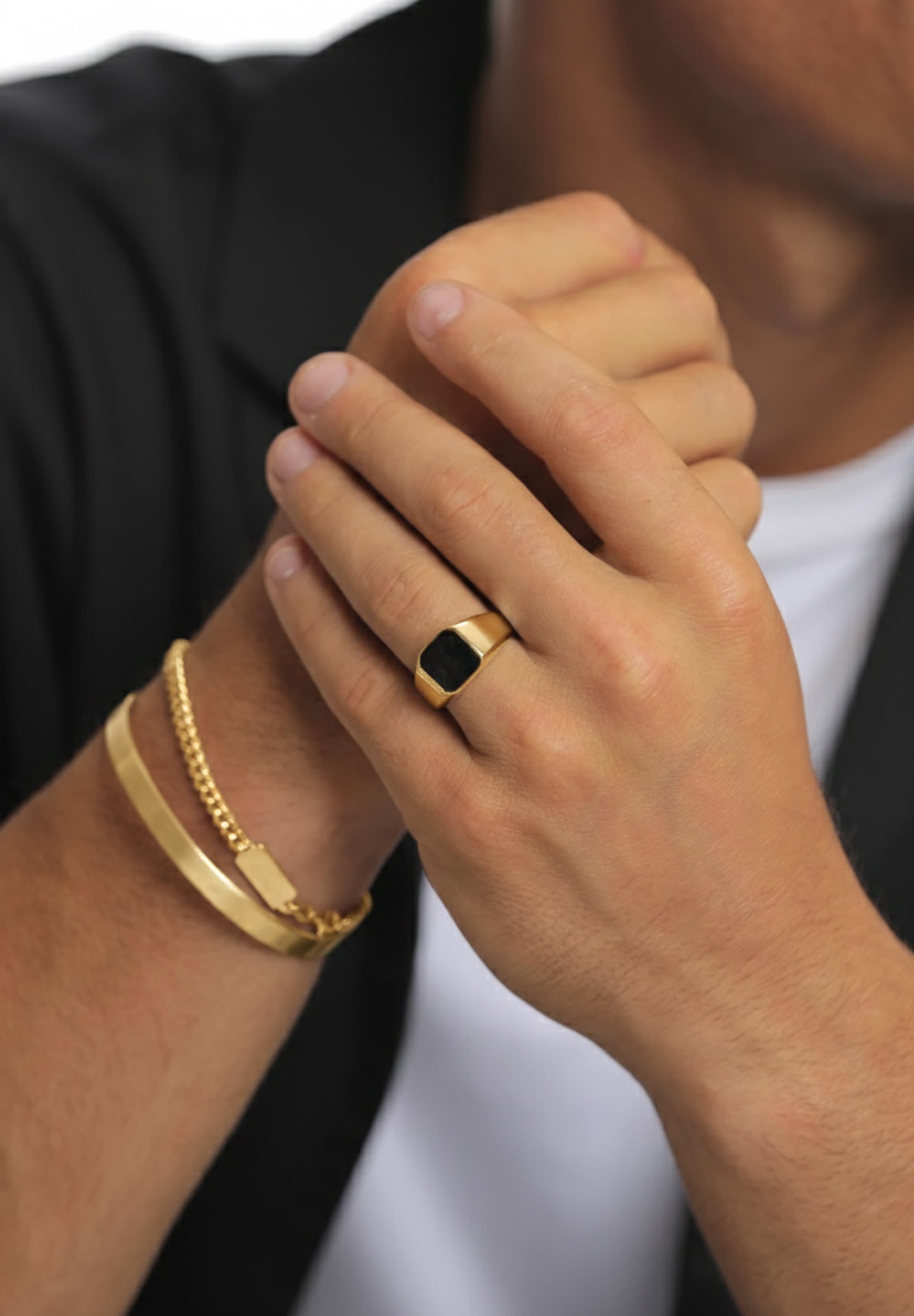 Kuzzoi Siegelring »Herren Siegelring Emaille Schwarz Basic 925 Silber«