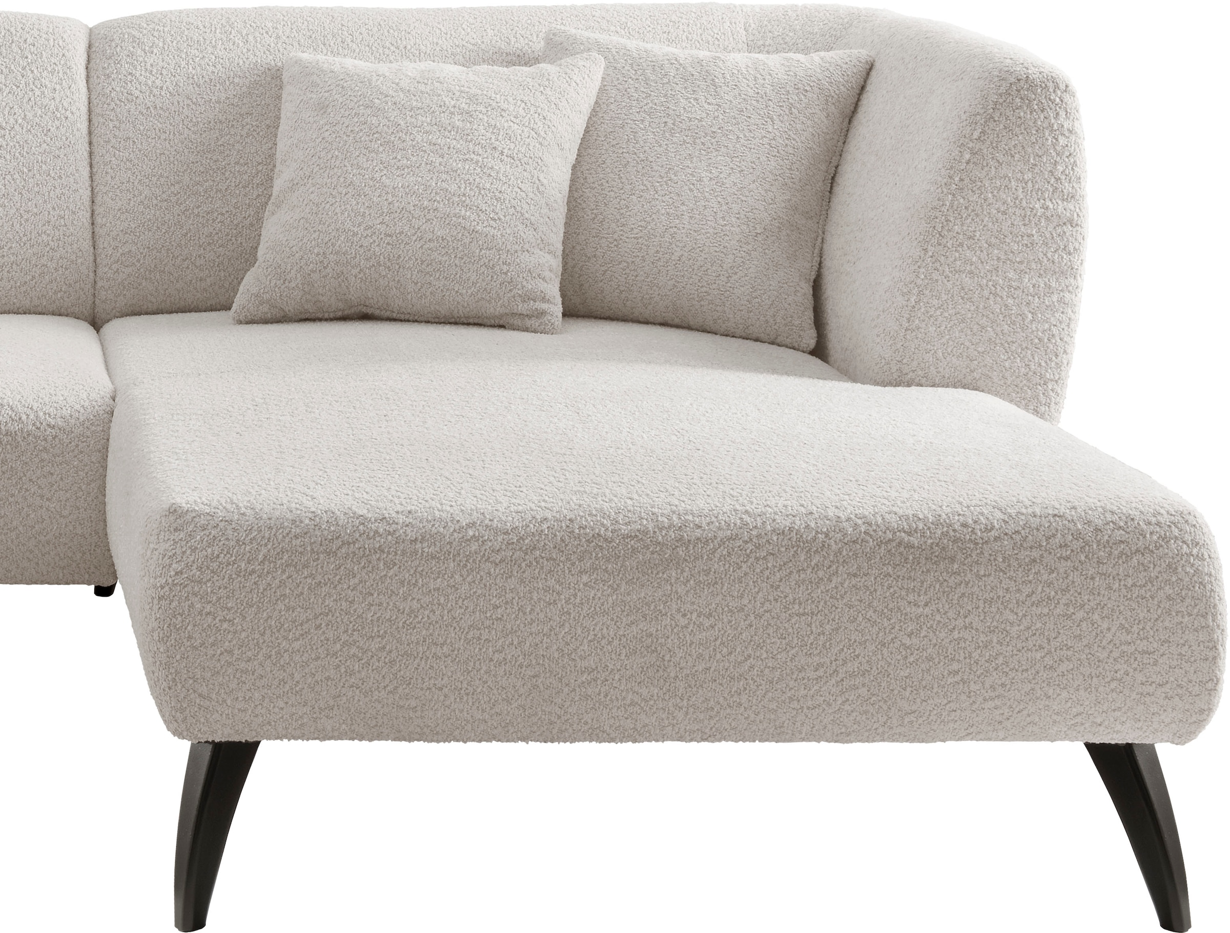 INOSIGN Ecksofa »Colori L-Form«, Holzfußfarbe wählbar, inkl. 4x Zierkissen