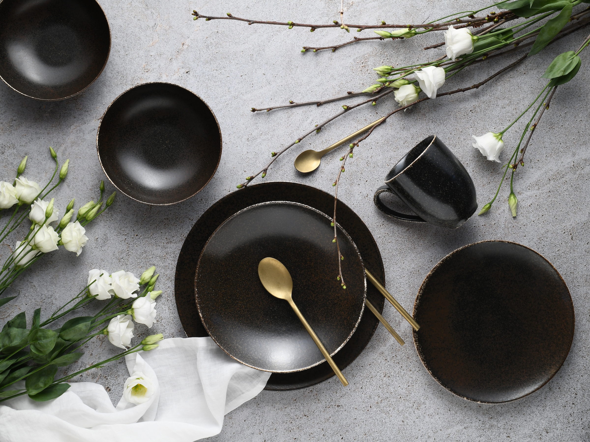 CreaTable Kombiservice »Geschirr-Set Rusty«, (Set, 20 tlg., Kaffeeservice und Tafelservice im Set, für 4 Personen), Service, seidenmatte Glasur, 20 Teile, für 4 Personen