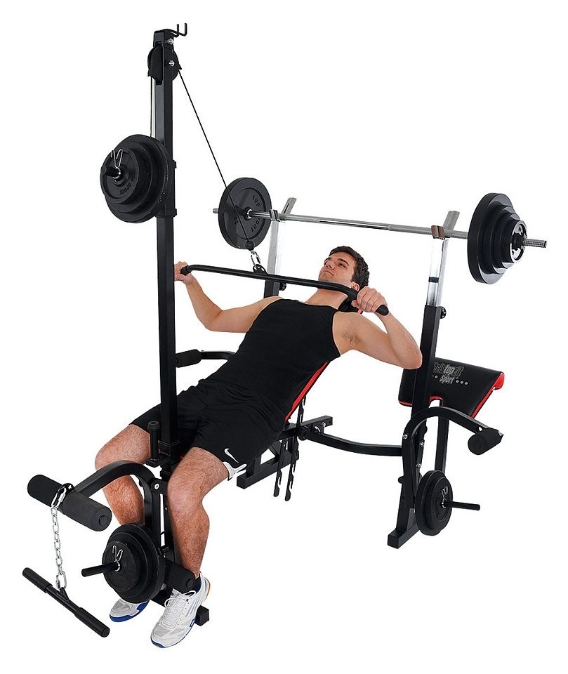 Christopeit Sport Hantelbank Power XL Set Mit Langhantelstange 