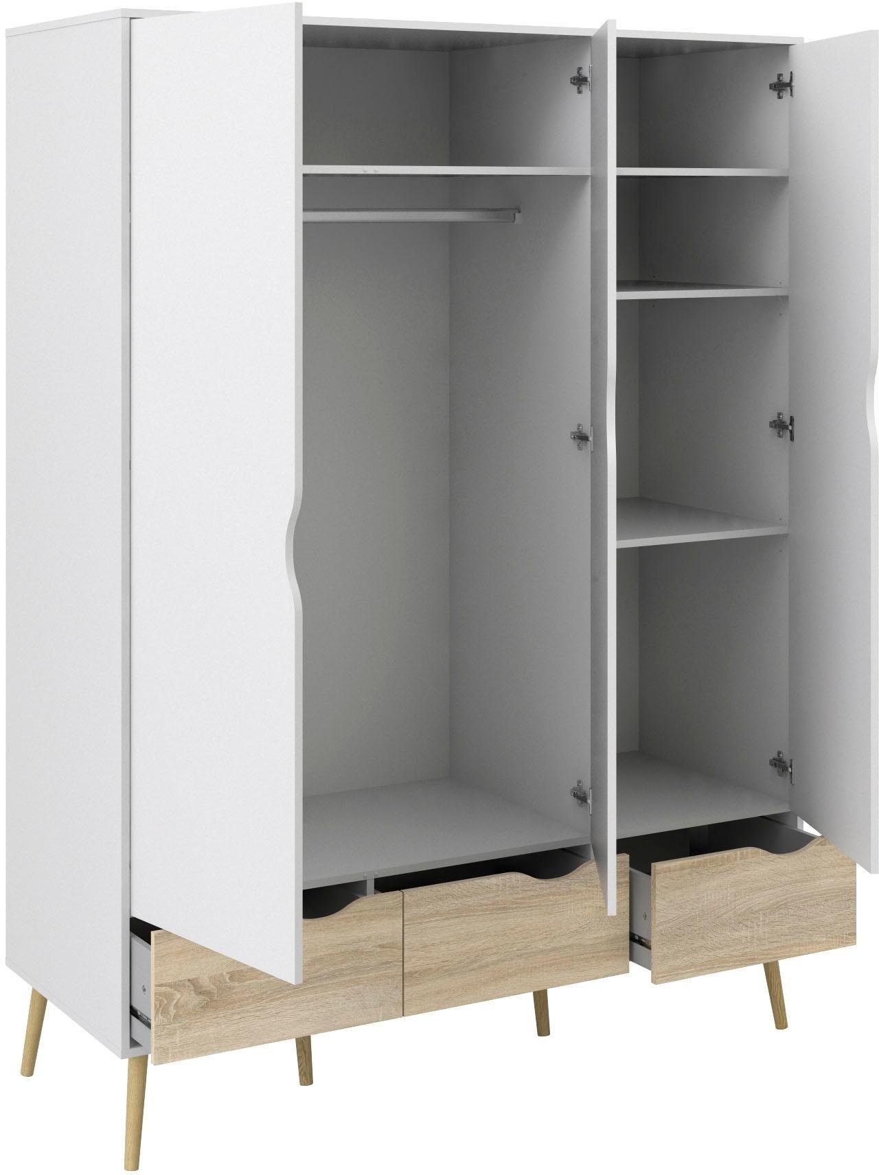 andas Drehtürenschrank »Oslo, Kleiderschrank mit Schubkästen, Stauraum«, mit 2 oder 3 Türen, Breite 99 oder 150 cm, Höhe je 200 cm