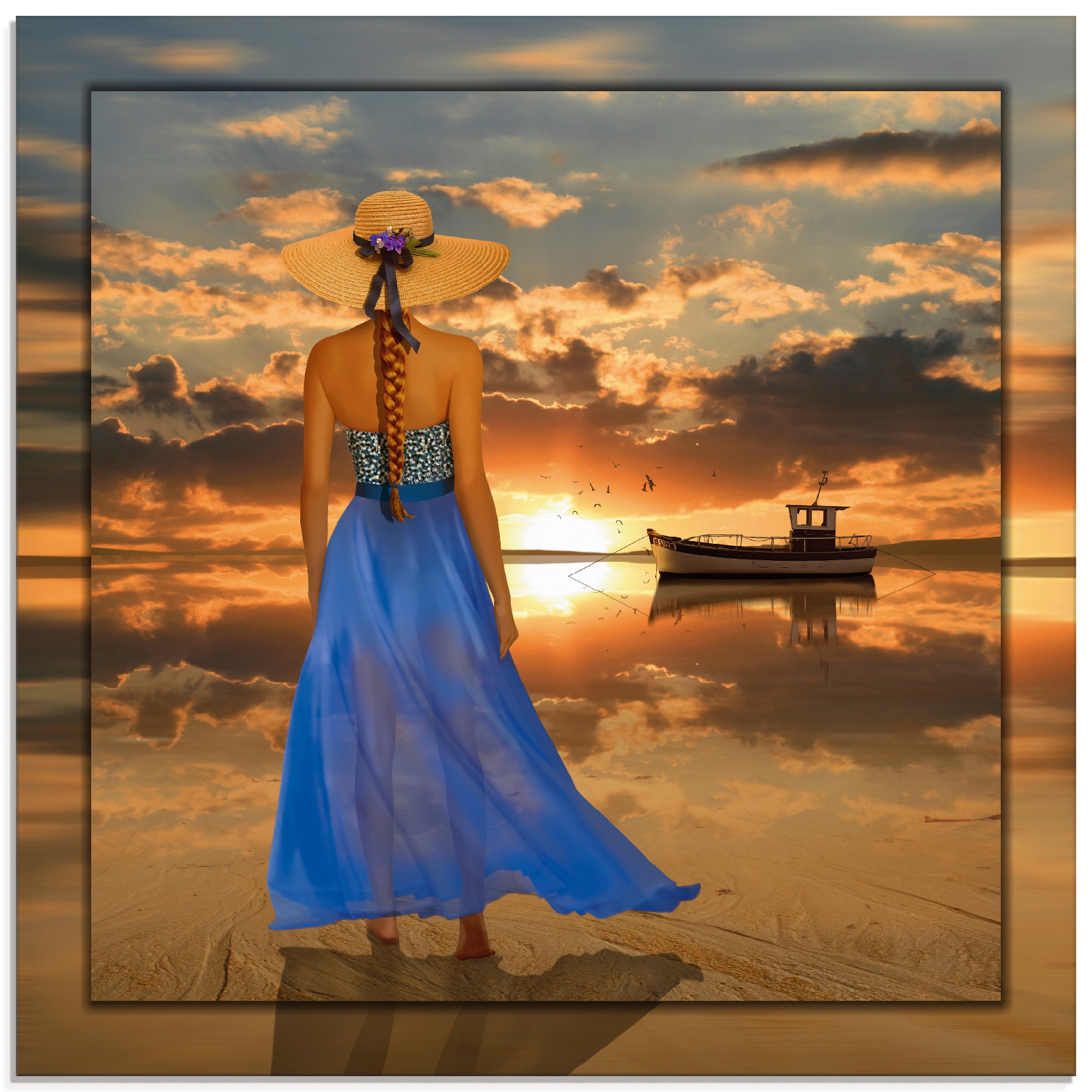 Artland Glasbild »Sommergefühle«, Frau, (1 St.), in verschiedenen Größen  auf Raten bestellen