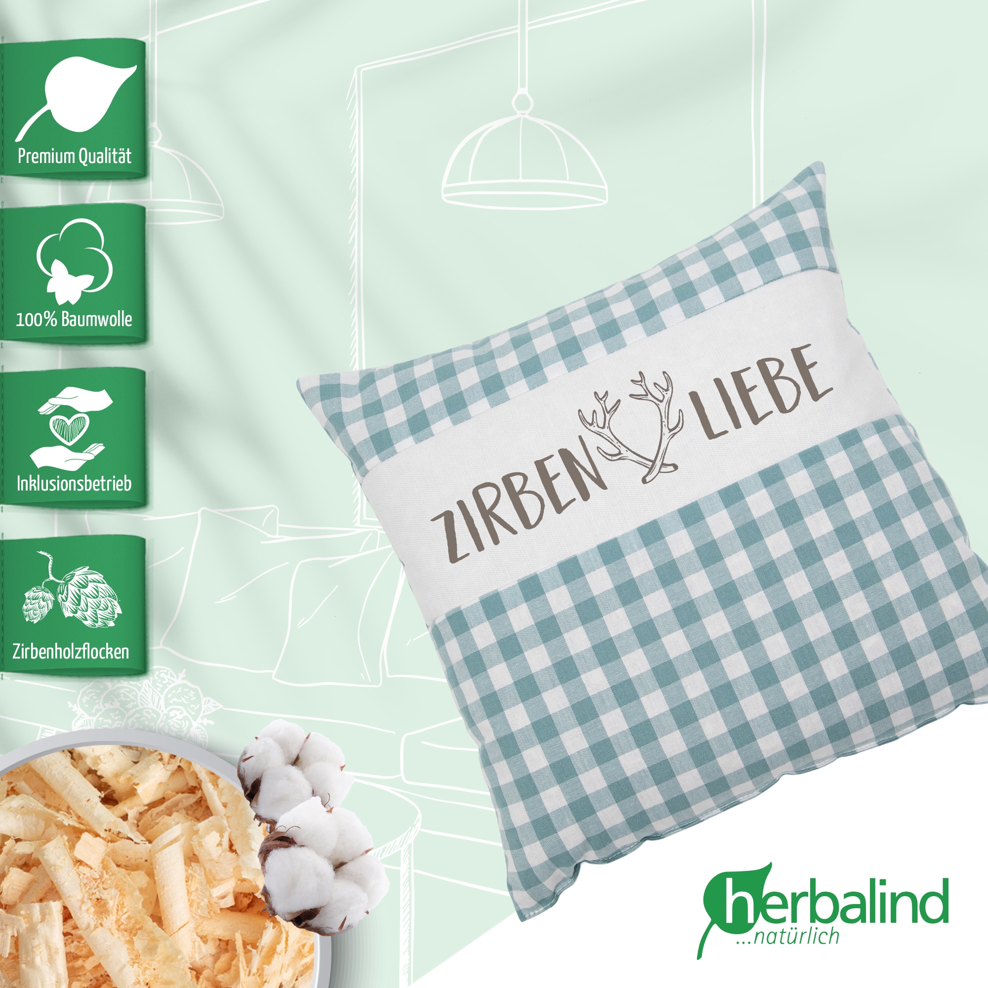 herbalind Duftkissen »als Geschenk 30x30 in mint Dekokissen Zirbenliebe mit günstig online kaufen