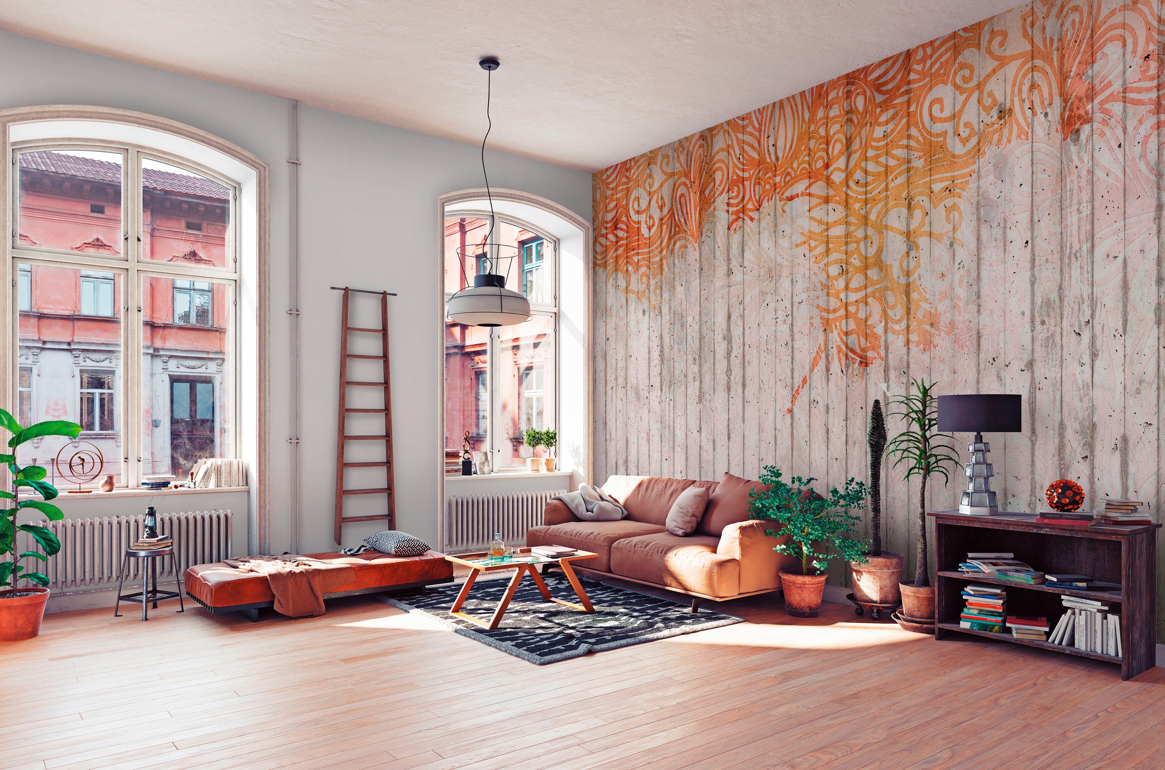 Architects Paper Fototapete »Atelier 47 Concrete Ornament 2«, mehrfarbig, Vlies, Wand, Schräge, Decke