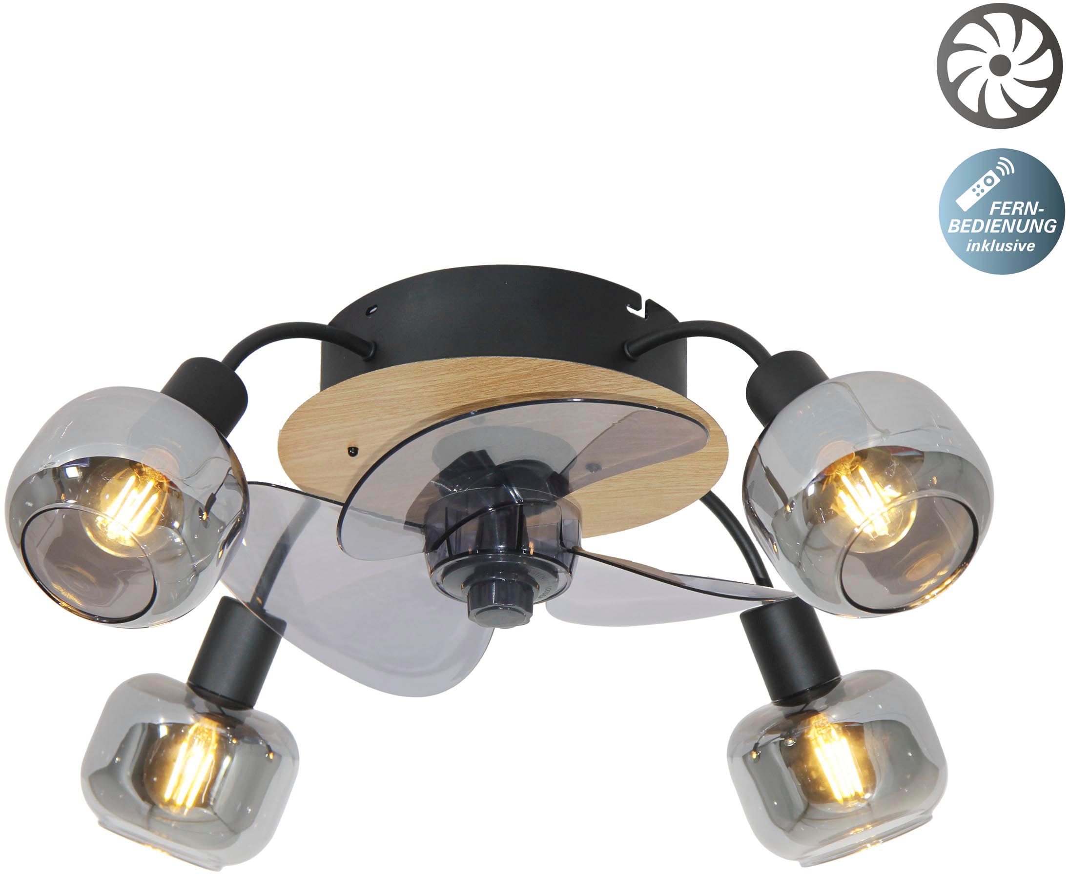 näve Deckenleuchte »Fumoso Deckenventilator« E14 1 Stk. Deckenlampe, Ventil günstig online kaufen