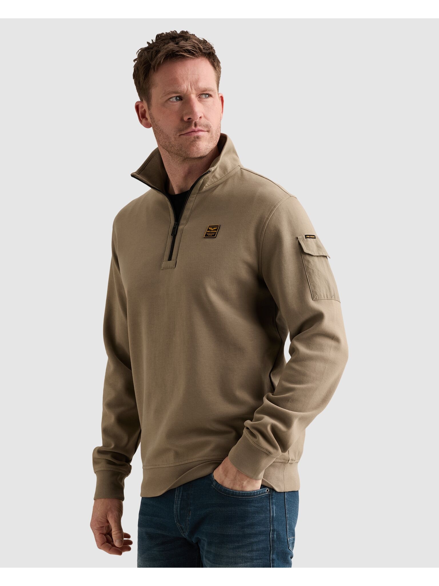 PME LEGEND Sweatshirt , mit Troyer Kragen und Ärmeltasche
