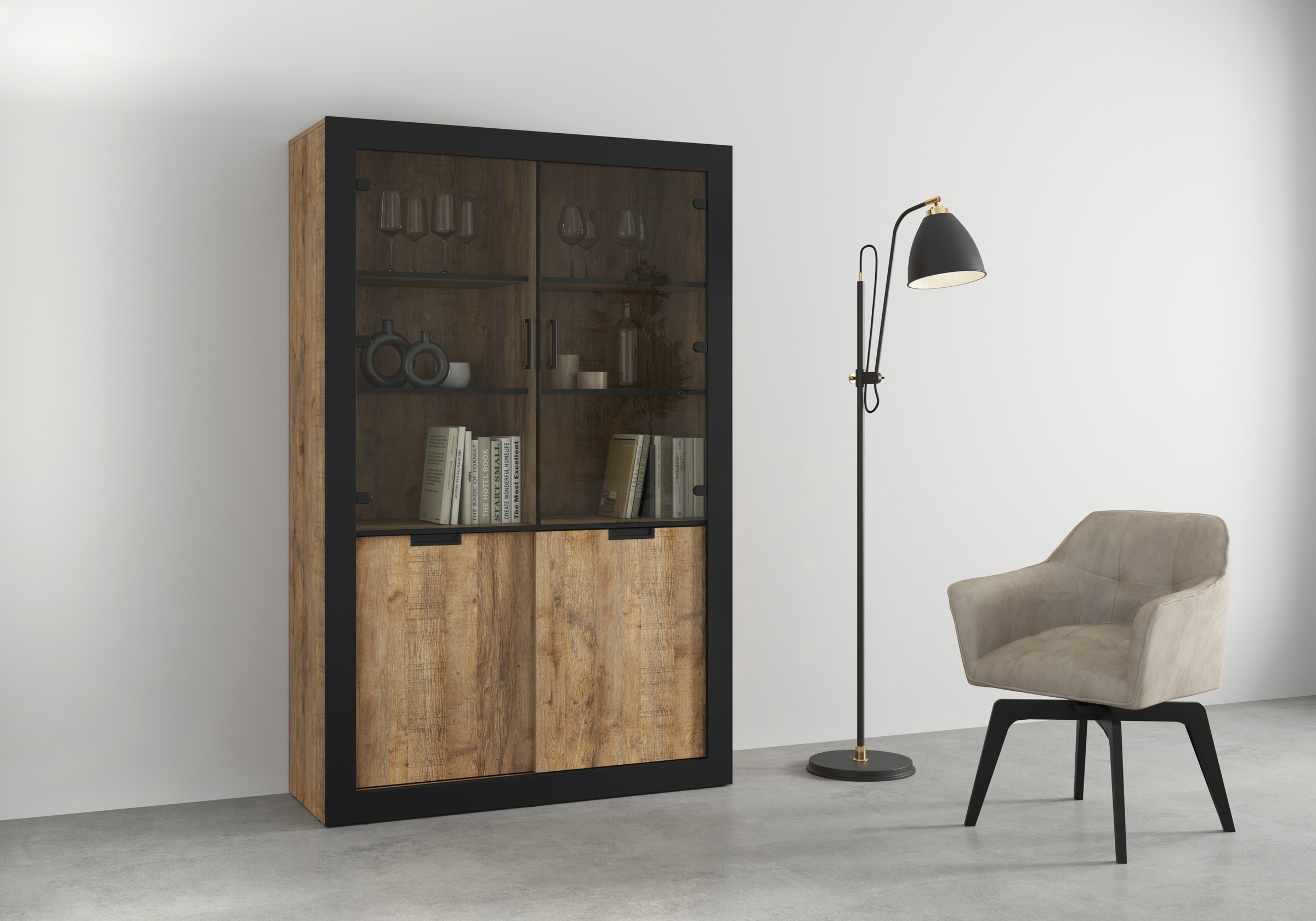 INOSIGN Vitrine »Tudor, Breite 120 cm, moderne Glasvitrine 2x Schiebetüren/ günstig online kaufen
