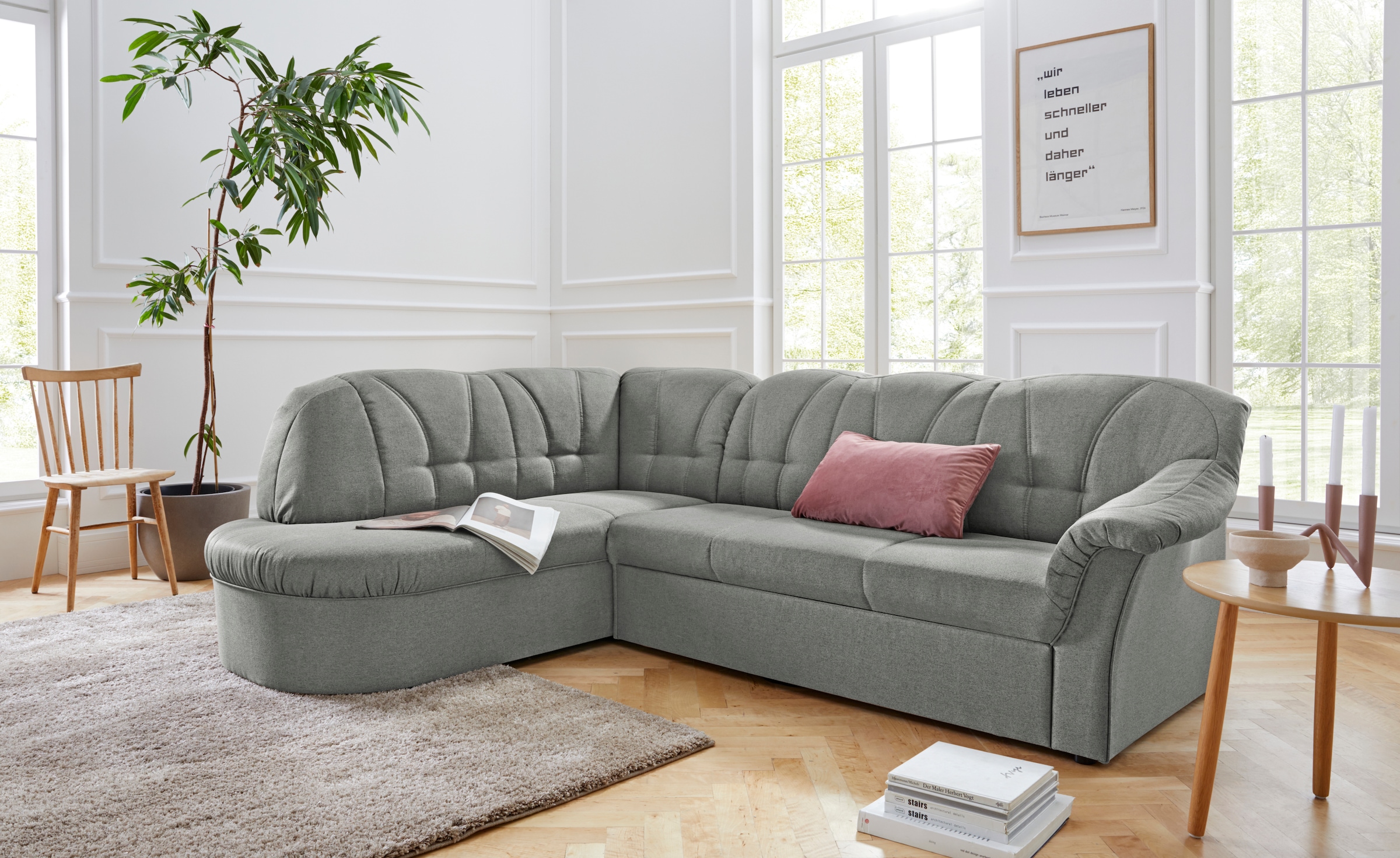 DOMO collection Ecksofa »Pegnitz, elegante Rückensteppung, zeitlose Formens günstig online kaufen