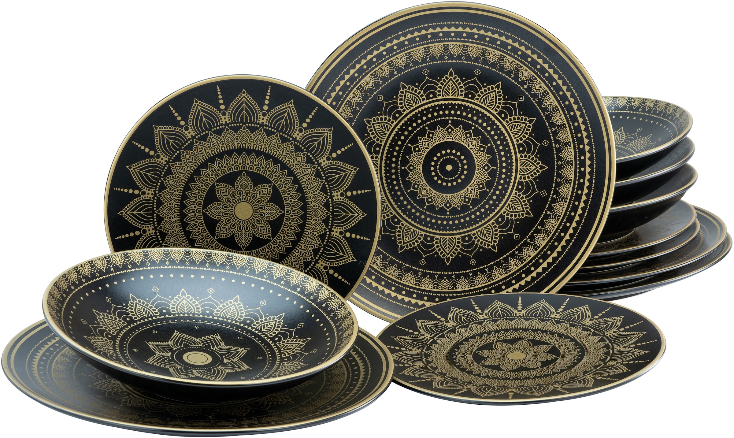 CreaTable Teller-Set »Mandala Gold« Service, goldene orientalische Motive, günstig online kaufen