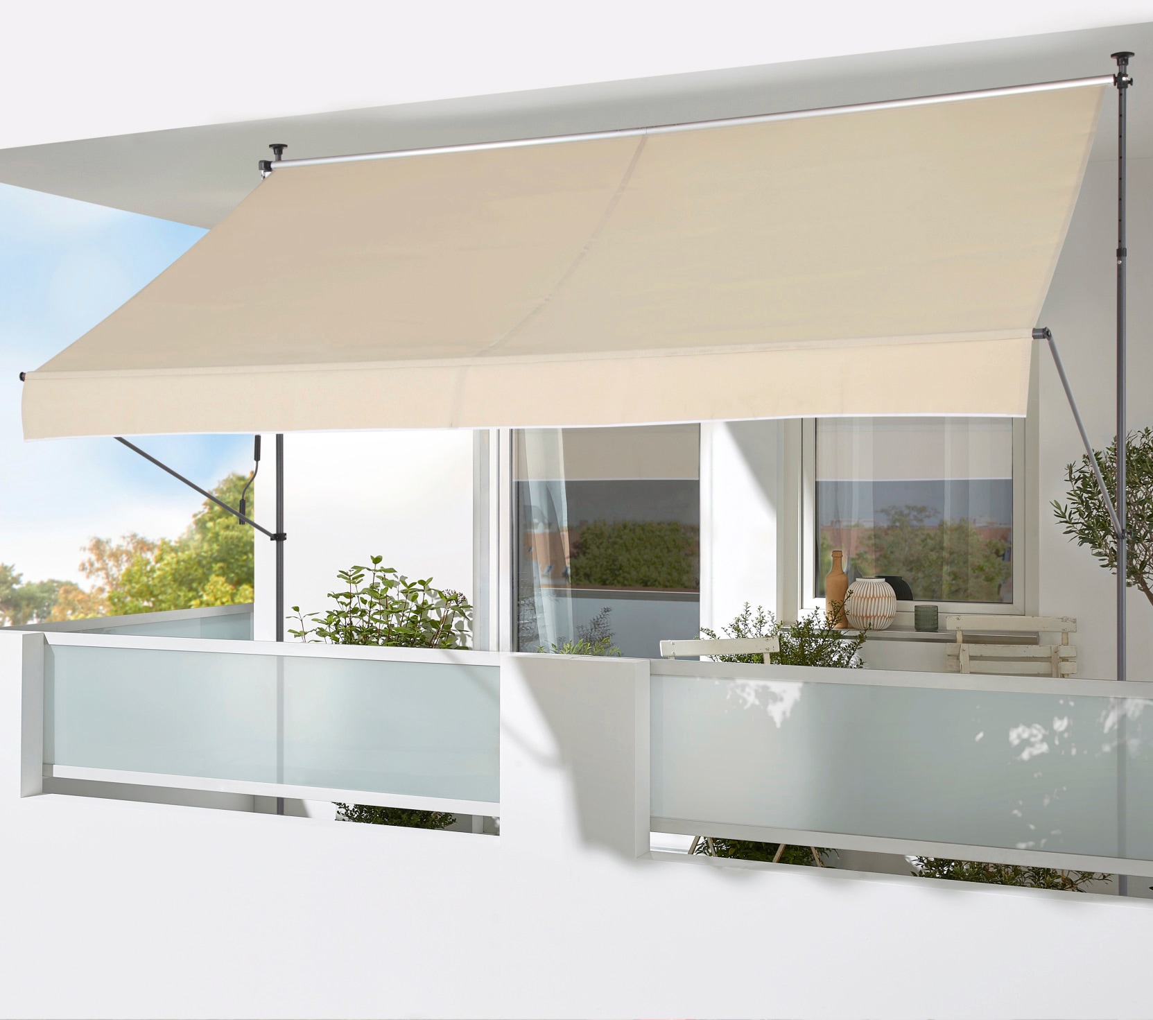 Konifera Klemmmarkise "Nerja", beige, 200cm, 120cm
