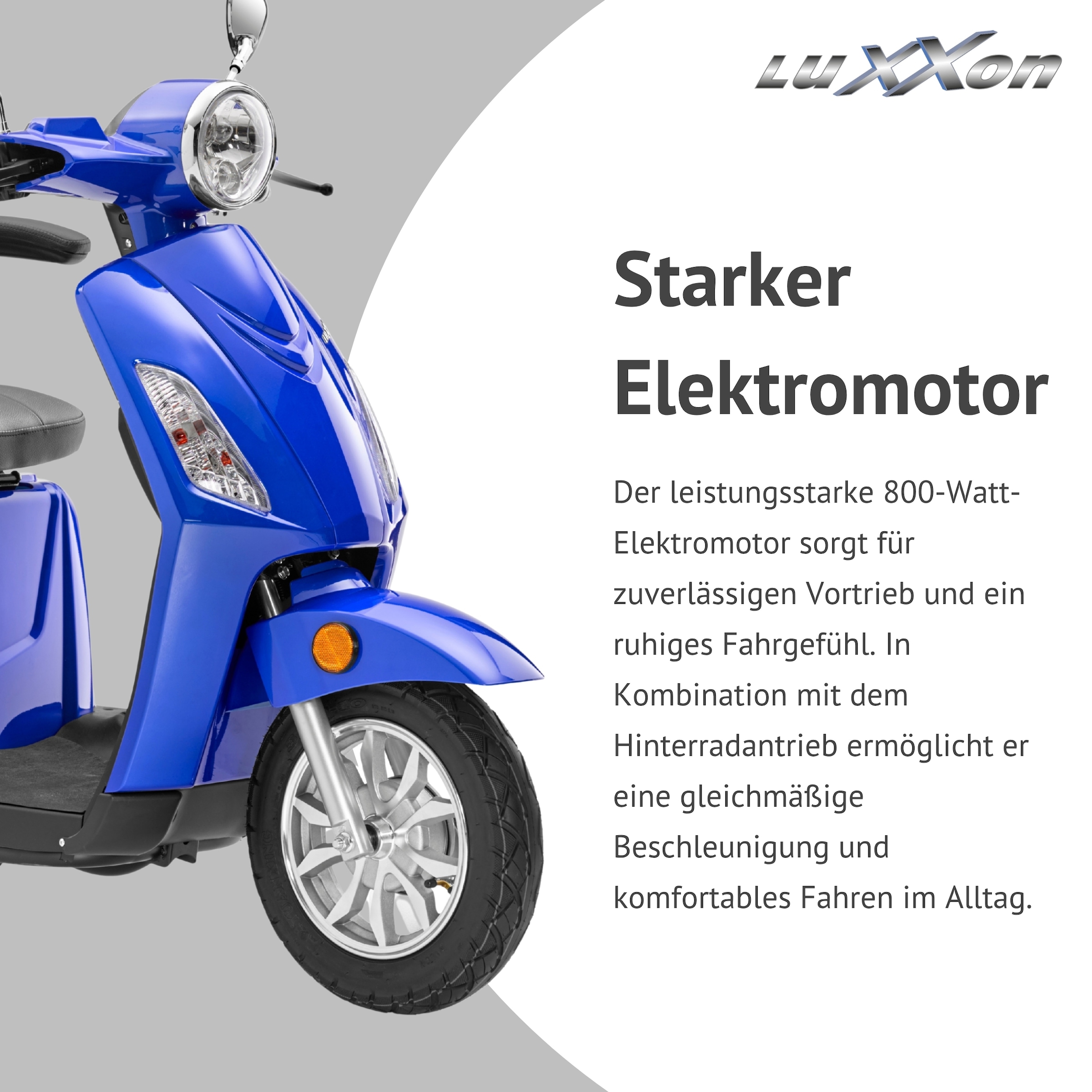 Luxxon Elektromobil »E3800« 800 W 20 km/h Elektroroller, Korb,  bis zu 65 km Reichweite, Elektro Dreirad, Seniorenmobil