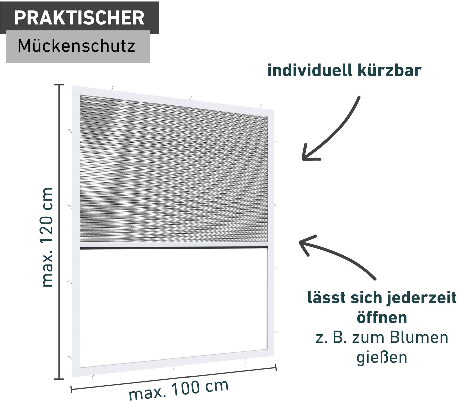 Windhager Insektenschutzplissee »Plisseefenster ULTRA FLAT«, halbtransparent, ohne Bohren, verspannt, Insektenschutz Plissee für Fenster ohne bohren 100 x 120 cm, weiß