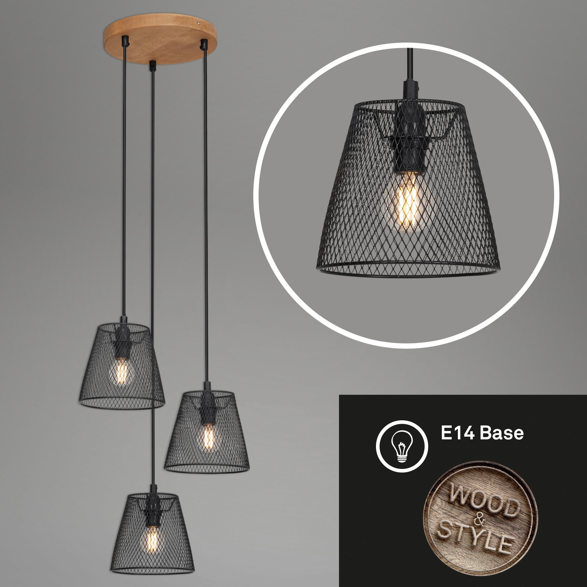 Briloner Leuchten Pendelleuchte »Pendelleuchte TAUNUS«, 3-flammig, retro/vi günstig online kaufen